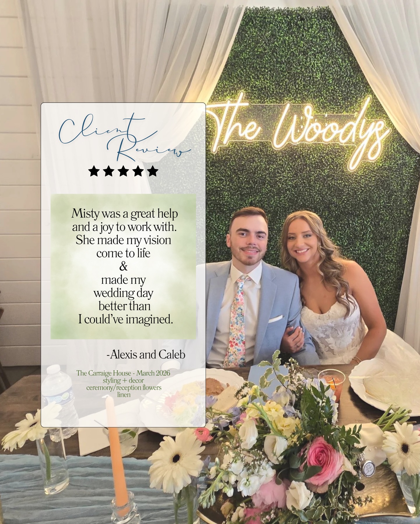 ***** 5 Stars
Thank you Alexis! What a fun wedding to style! Wishing you and Caleb years, upon years, upon years of happily ever after!
Shout out to Amanda and Mr. Esparza for bringing A Team energy.
#knoxvilleweddingplanner #knoxvilleweddingcoordinator #wedknoxville #weddingdecor #weddingweddingdecorrental
