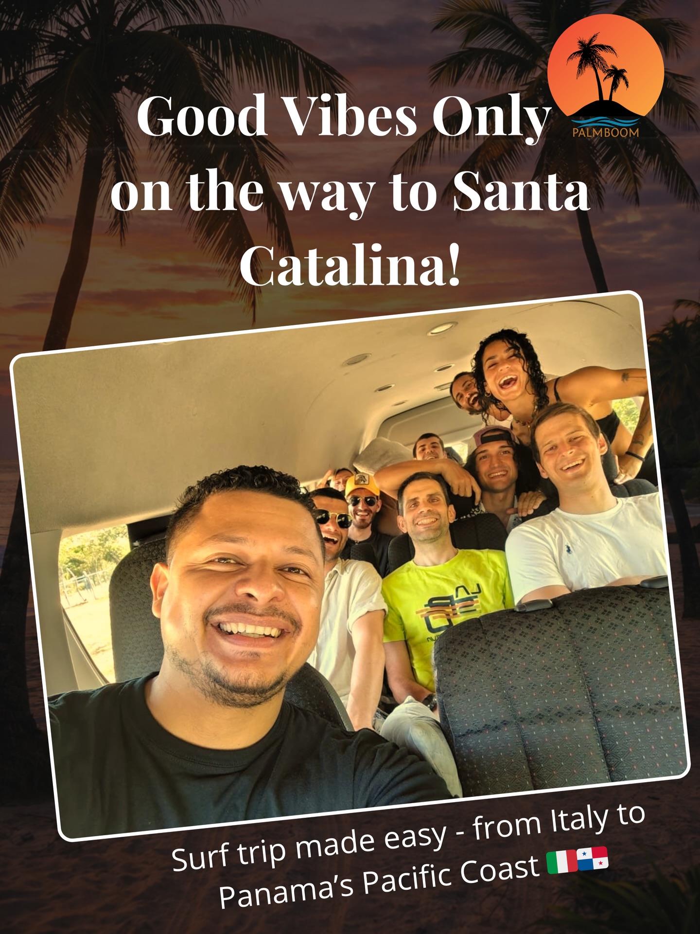 🇮🇹🤙 From Italy to the waves of Santa Catalina! So much fun driving these awesome Italian surfers to their surf paradise and back to Panama City.
At Palmboom Transport, we love connecting passionate travelers with Panama’s best surf breaks. Our comfortable, surfboard-friendly shuttles make the journey to Santa Catalina (and back!) as smooth as the perfect wave.
Whether you’re coming from Panama City, El Valle, or anywhere else, we handle the logistics so you can focus on the stoke! Big thanks to our new friends for choosing Palmboom for their Panama surf adventure.
Ready for your own hassle-free trip? 🏄♂️ DM us or hit the link in bio to book your next ride to Santa Catalina!
#SantaCatalina #SurfPanama #TravelPanama #PanamaShuttle #SurfTrip SurfLife AdventurePanama PrivateTransfer ElValle PlayaVenao SurfTransport HappyCustomers
