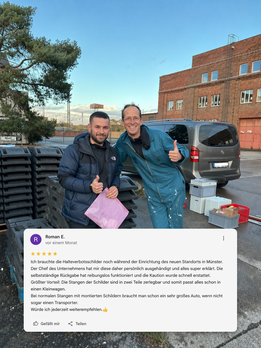 Unser neuer Standort in Münster ist gut angelaufen – und das von Anfang an! 🎉 Zur Eröffnung durfte ich persönlich unseren allerersten Kunden begrüßen, und seitdem haben bereits viele weitere in Münster ihr Halteverbot mit unseren Parkverbotsschildern eingerichtet.
Münster, wir sind da – und wir freuen uns auf noch mehr! 🚀
#Münster #Parkverbotsschild #Halteverbot #Parkverbot #Neuerstandort #Münsterland #Parkmanagement #Wachstum #LetsGoMünster