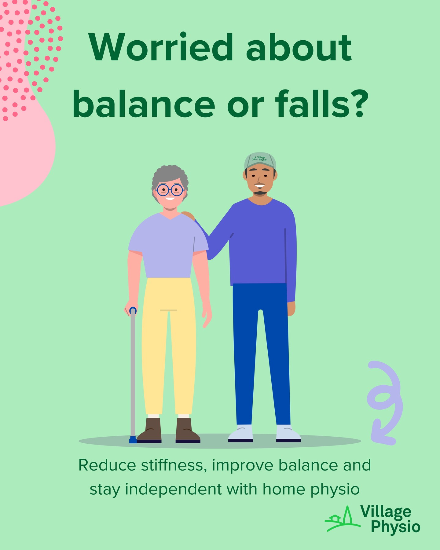 Struggling with balance or worried about falls?
As we get older, it’s common to notice changes in strength, balance, and mobility. Stiffness, reduced activity, and muscle weakness can make everyday movements like walking, turning, or getting up from a chair feel less steady.
Over time, this can affect confidence, increase the risk of falls, and make it harder to remain independent at home.
Physiotherapy can help; with the right guidance, it is possible to improve balance, rebuild strength, and move more safely and confidently.
At Village Physio, we provide one-to-one home physiotherapy across Rotherham, Sheffield, Doncaster and Barnsley, focusing on practical, real-life movement within your own environment.
Our physiotherapist has over 12 years of NHS experience, including specialist work in falls prevention and training NHS staff, and supports older adults with:
– Falls prevention and balance training
– Mobility and walking difficulties
– Post-hospital and post-surgery rehabilitation
– Arthritis, joint stiffness, and general deconditioning
All sessions are calm, unrushed, and tailored to the individual, with treatment delivered in the comfort of your own home – no travel required.
If you or a loved one are feeling less steady on your feet, we’re here to help.
Get in touch to arrange a home visit.
#FallsPrevention #HomePhysiotherapy #PhysioAtHome #MobilitySupport #ElderlyCare #BalanceTraining #Rehabilitation #Rotherham #Sheffield #Doncaster #Barnsley #VillagePhysio