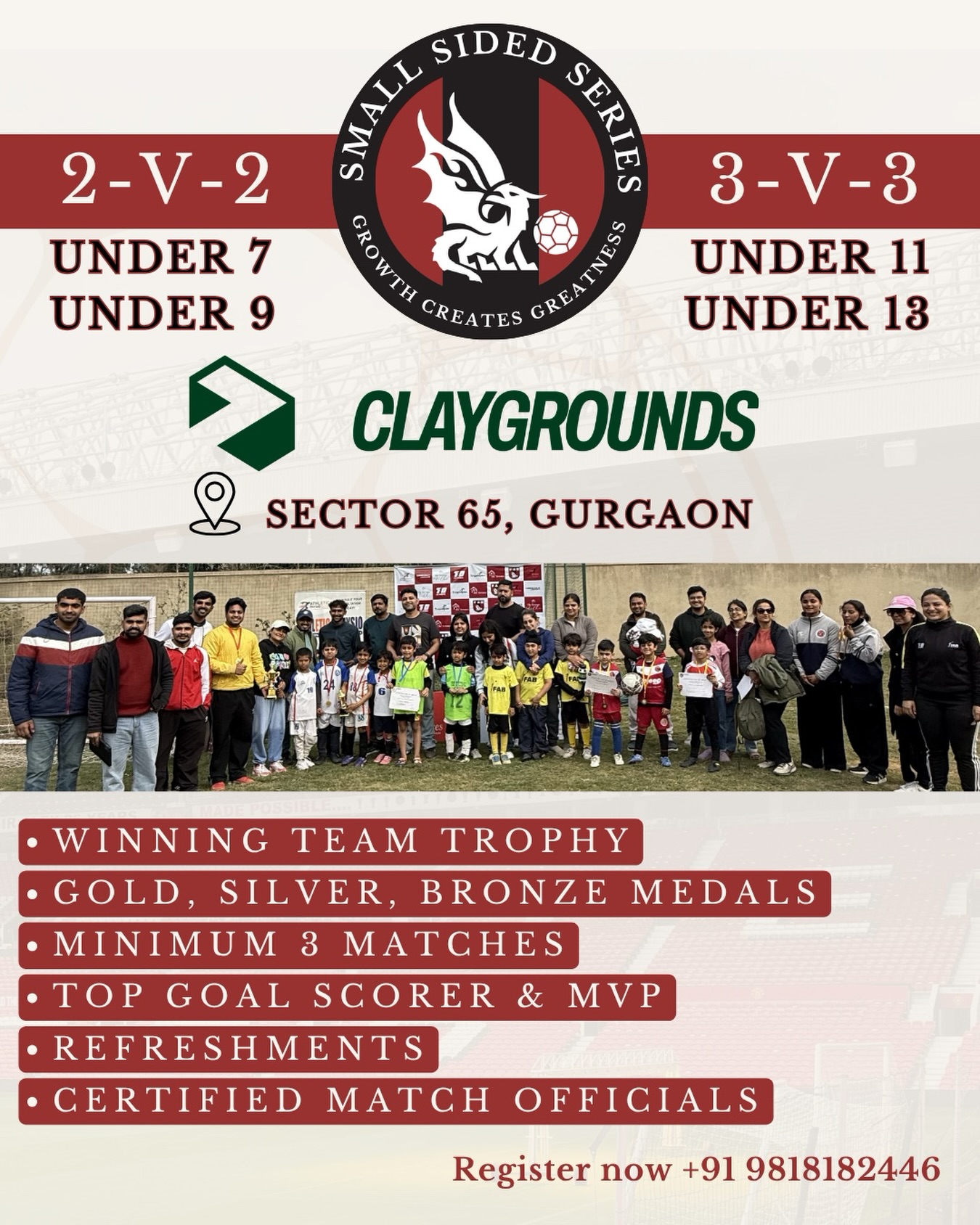 Under-7, Under-9: 26th April | Under-11, Under-13: 3rd May.
Register your team now! Limited spots available.
#gurgaon #soccer #football #tournament