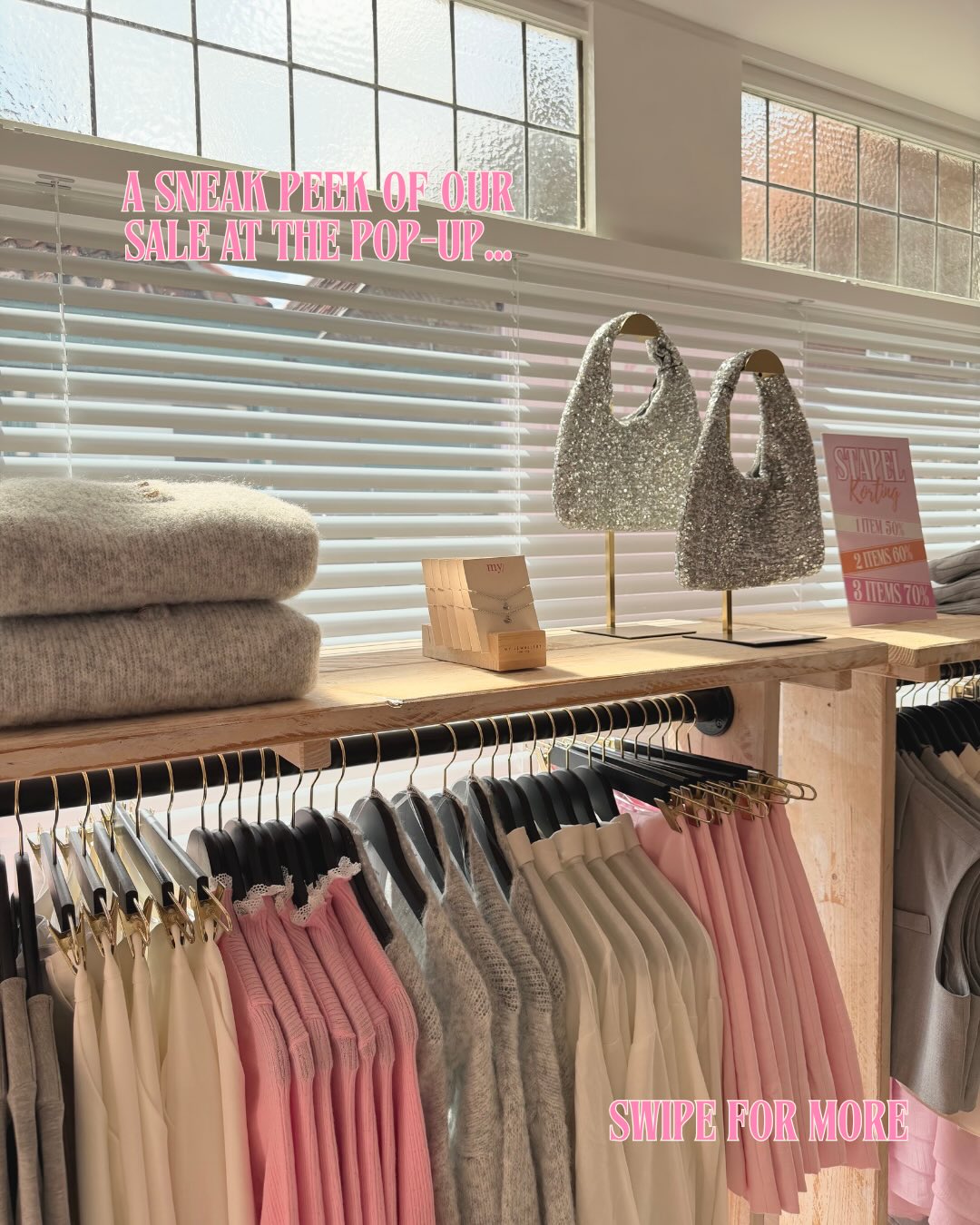 Today’s THE DAY! Onze pop-up in Middelharnis (Westdijk 56, naast Omoda) opent vandaag van 10u tot 17u met stapel GEKKE korting 🛍️
I mean… do we need to say more? 👀 See you in an hour! 🤗
#stapelkorting #sale #saleitems #discount