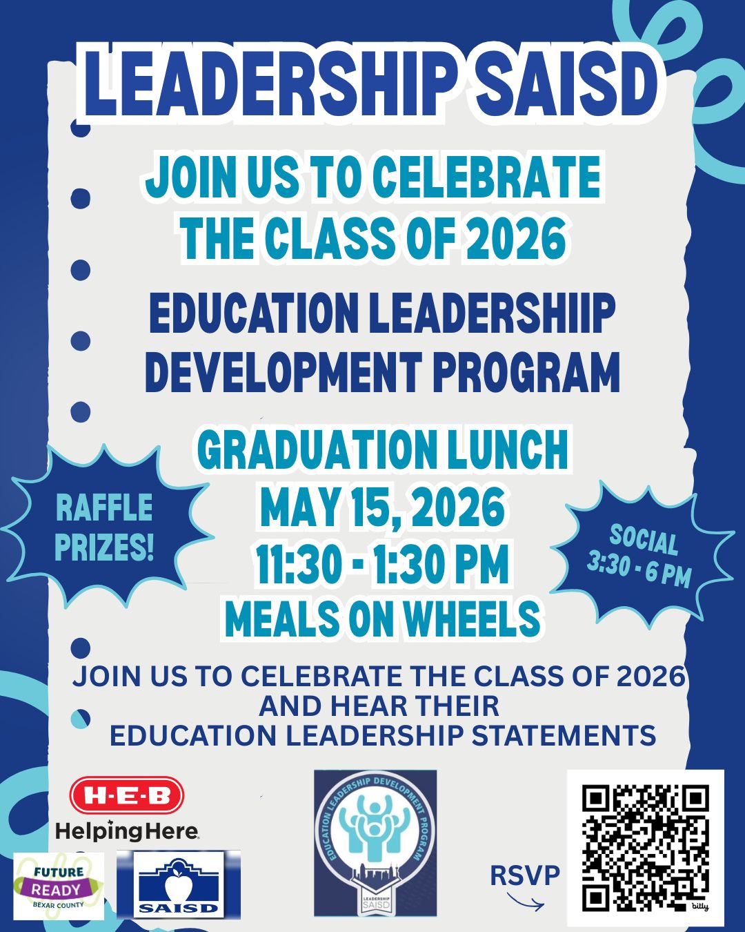 Join us to celebrate our #ELDP Class of 2026 Fellows! Our Fellows have committed the past 9 months to deep diving into the local public education landscape, developing their skills to advocate for public education, and reflecting on how they will use their leadership to advance transformative public education opportunities for all students in San Antonio. Join us for lunch, raffle prizes, and to hear the Fellows' Education Leadership Statements. The Class of 2026 is joining our over 450 cross sector coalition of #LSAISDalumni taking action for all students through volunteer, appointed, and/or elected leadership roles. RSVP at link in bio. Thank you to our 2025 -2026 Program Sponsors @heb #helpinghere and @sanantonioisd #LSAISD #informtransform #publiceducation #sanantonio