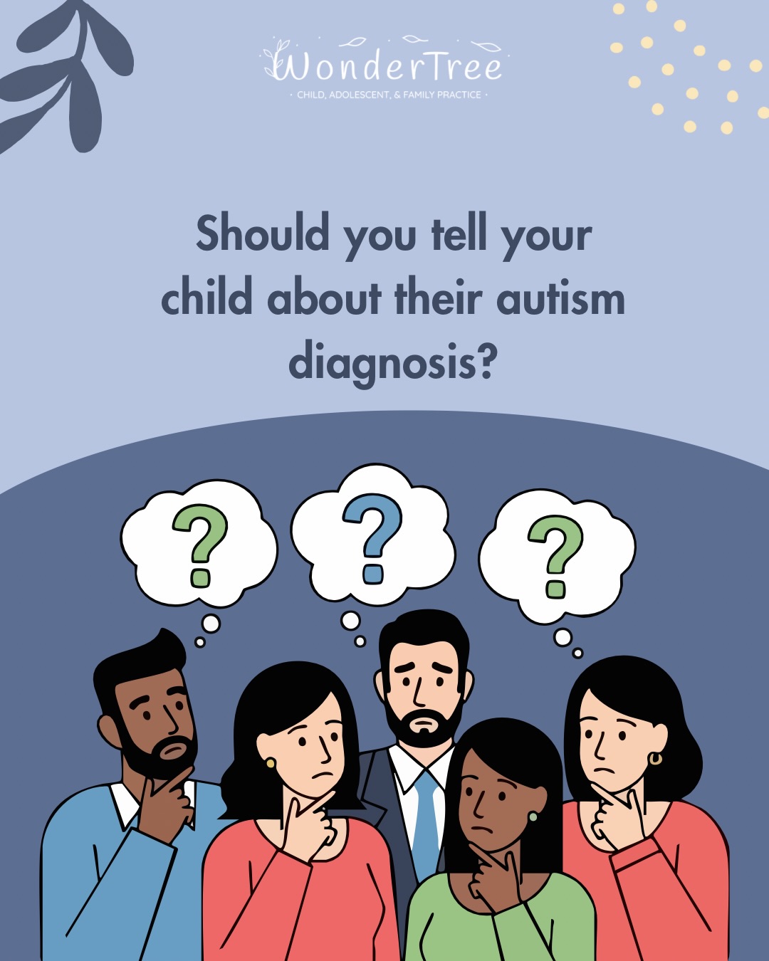 Telling your child about their autism diagnosis can feel big. Emotional. Sometimes even overwhelming.
But children deserve to understand themselves.
When parents lead this conversation, they get to shape the narrative. They can frame autism as a meaningful part of who their child is. Not something to hide. Not something to “fix.” But something to understand and support ❤️
When this information is withheld, kids often fill in the gaps on their own. And those stories are rarely kind.
Sharing a diagnosis in a developmentally appropriate, strengths-based way helps children build identity, self-advocacy, and trust with you. It tells them: “You are safe to be exactly who you are.”
If you’re not sure where to start, we’ve got you-
Check out our blogs using these links or the link in our bio:
📚 Explaining Autism to Your Child/Teen
Link: https://www.wondertreepractice.ca/post/explaining-autism-to-your-child-teen
📚 Helping Autistic Youth Embrace Their Authentic Selves
Link: https://www.wondertreepractice.ca/post/fostering-autistic-self-identity
These will walk you through how to have these conversations in a way that feels supportive, honest, and empowering.
Hit ‘Follow’ if you like our content ❤️
✨ Want to learn more about WonderTree?
📧 Email info@wondertreepractice.ca
☎️ call 905-425-9525
💻 website link in bio
📚 Check out our free resources on the blog: www.wondertreepractice.ca/blog
DISCLAIMER: Information shared by WonderTree on social media is not intended to replace or be constituted as clinical or medical care. It’s intended for educational purposes only. Each child is unique, and the information provided may not be applicable to your specific situation. We are unable to provide specific applications to your child or relevant nuance to your family’s situation. If you need support, please establish care with a licensed provider so that they can provide tailored recommendations for you or your child. Please refer to the disclaimers for this account in the highlights section for further details.
#AutismAcceptance #NeurodiversityAffirming #ParentingSupport #AutisticIdentity #WonderTree