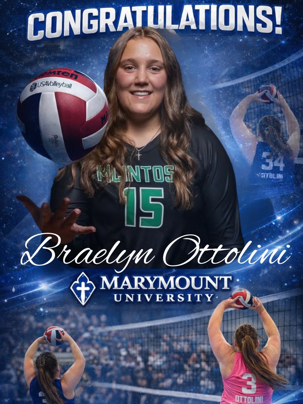 ✨COMMITTED! ✨
Congratulations to senior setter Braelyn Ottolini for committing to play collegiate volleyball at Marymount University!
Braelyn is a really special athlete.
We’re blessed to have coached her these last few years of her high school career.
Braelyn was the poster child for how to get recruited her senior year. She took initiative every step of the way, and her hard work paid off.
We’re super proud of you Braelyn, and we’re looking forward to following your journey in college!
💖✨