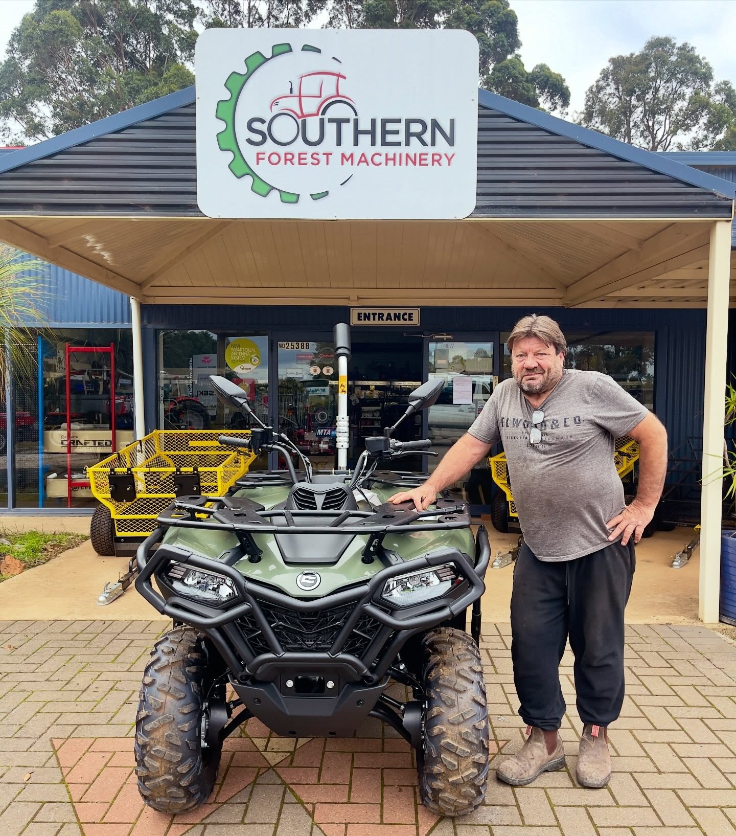Congrats John on the purchase of a CFMoto 400 ATV with Farm Spec Kit:
✅ Front Bumper
✅ Side Bumpers
✅ Rear Bumper
✅ Canvas Seat Cover
This popular ATV is ready for work and is now heading to Pemberton. Thanks for your business John.
#pemberton #manjimup #farmingwa #southwestwa #southernforests