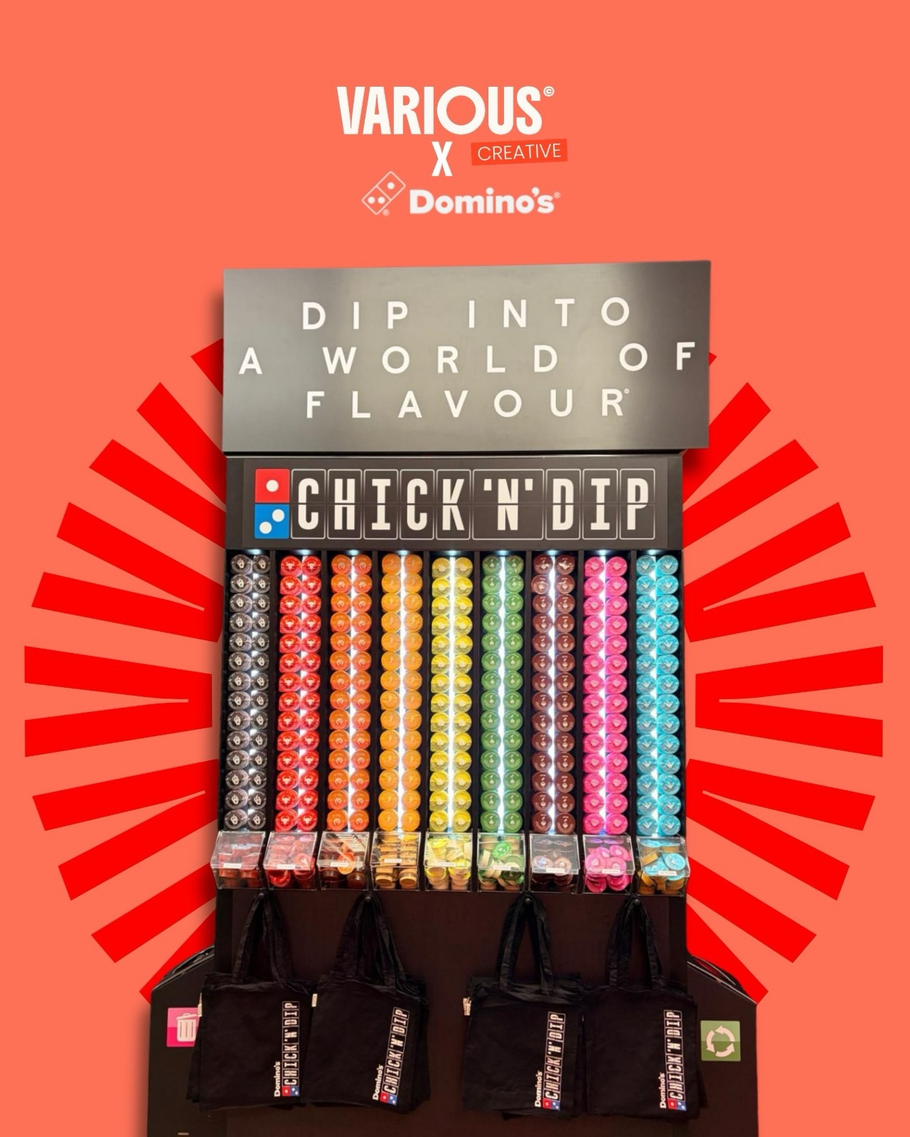 Dip heaven – yes, we really helped make this come true!
✅ Dip dispenser
✅ Spoilt for choice
✅ Dip into a world of flavour
@thevariousgroup X @dominos_uk
#TheVariousGroup #Northamptonshire #TVG #Dominos #ChickNDip