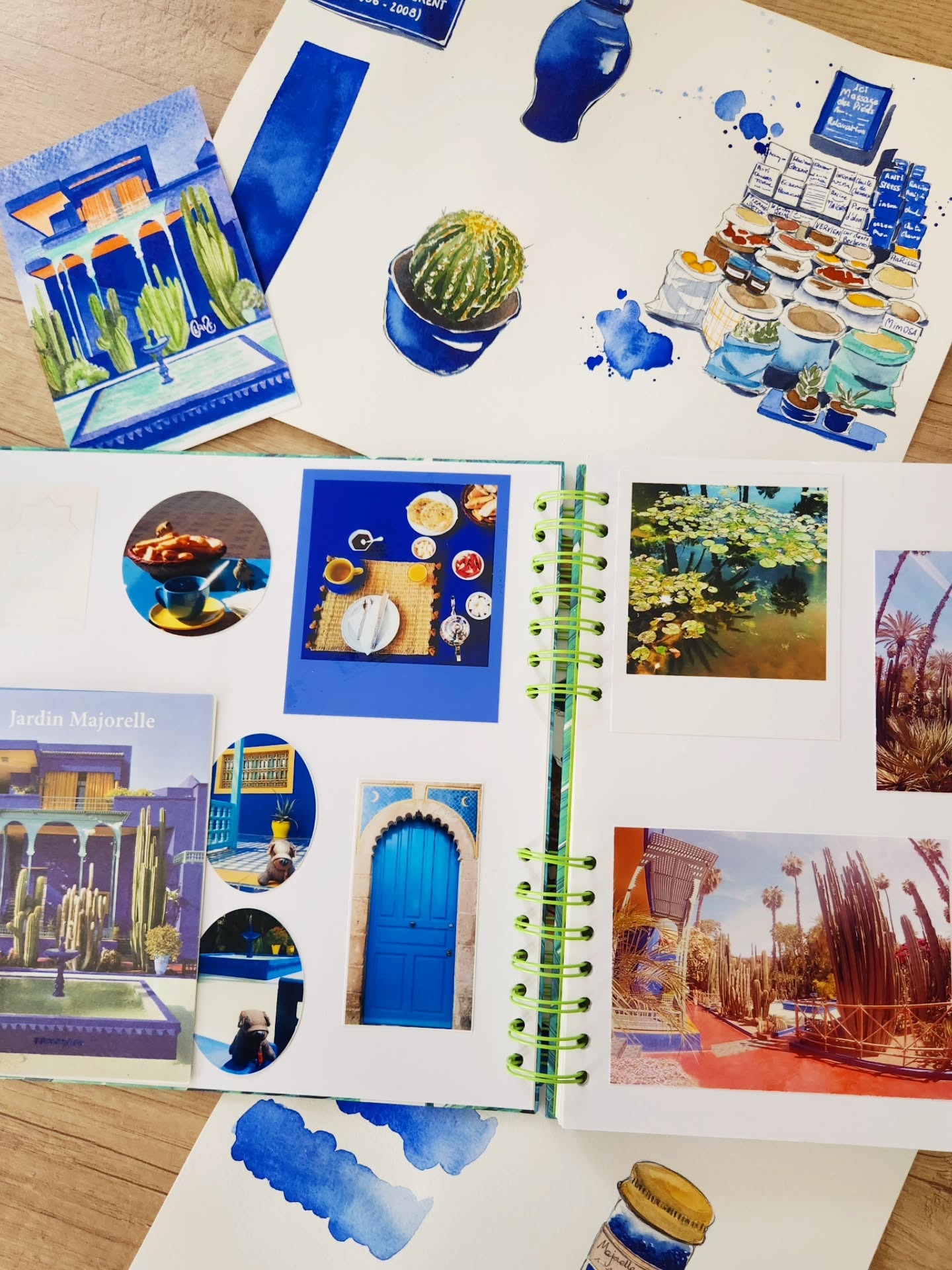 Maroc, Bleu Majorelle 💙
En avril 2016, je decouvrais le maroc et remplissais ces pages de lumière, de matières… et déjà de ce bleu obsédant. J'étais venue pour lui.
J'ai collecté des fragments à une époque où la photographie était ma forme d'expression. Aujourd'hui, j'ai enrichi mes souvenirs d’aquarelles originales, peintes spécialement pour cette première édition limitée de mon Courrier d'exploitation.
Chaque lieu mérite une page.
Le bleu Majorelle méritait un courrier.
Commente BLEU — tu comprendras pourquoi.
#fragmentsduregard #unlieuunepage
#carnetdevoyage #Maroc #travelbook
©️ Les pages de mes carnets sont mon outil de travail artistique. Je les partage ici comme source d’inspiration, tout en veillant à préserver leur caractère unique.
Si tu souhaites apprendre à créer les tiennes, je propose également des guides et des ateliers.