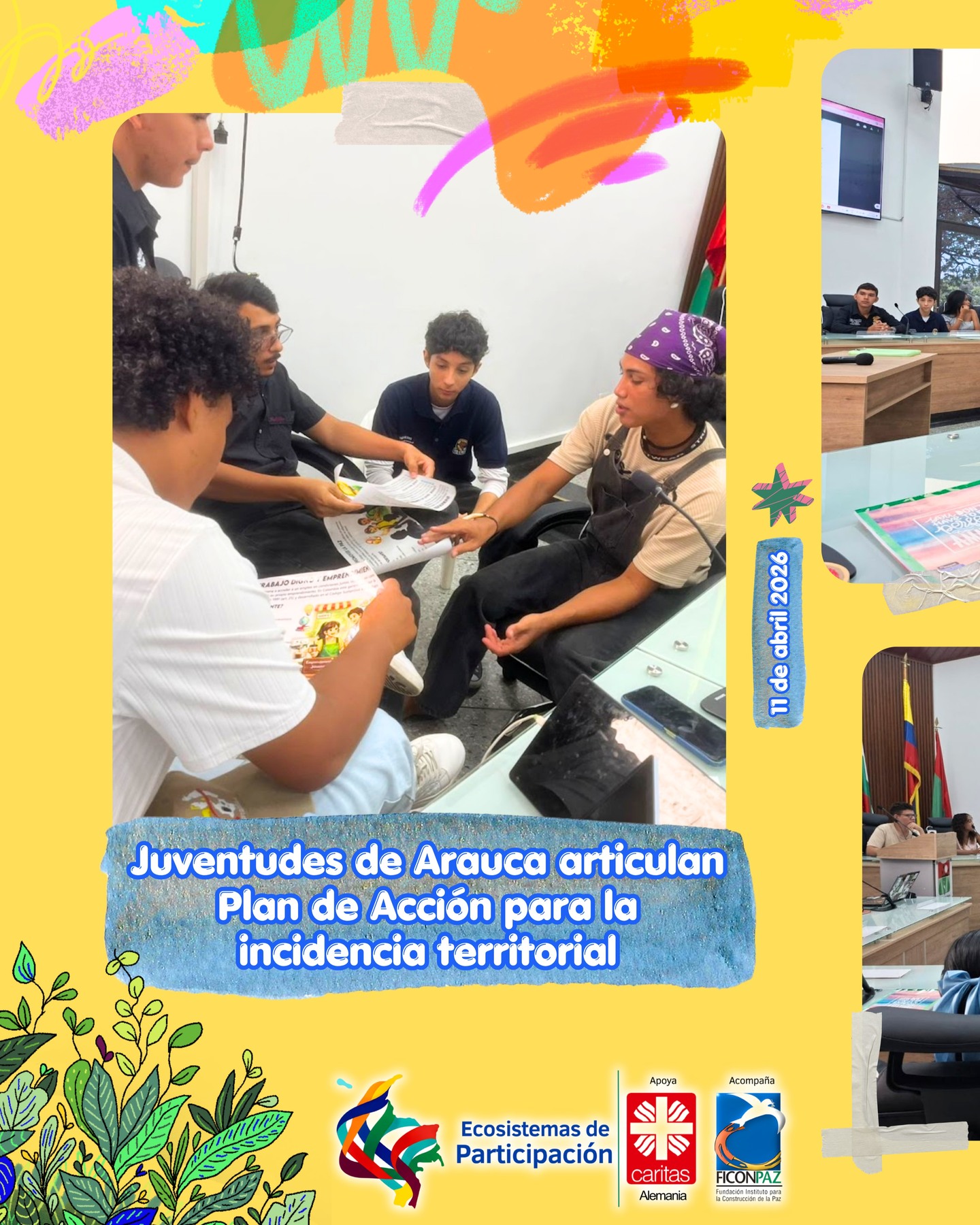 Juventudes de Arauca articulan Plan de Acción para la incidencia territorial
#fortalecimientoecosistemasdeparticipacióneincidencia es acompañado por FICONPAZ, con el apoyo de @caritasdeutschland