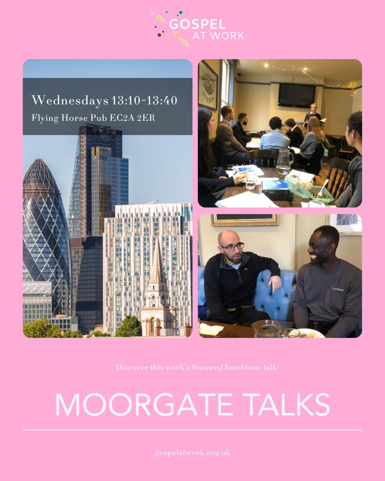 The Moorgate Talks... this week’s featured lunchtime talk.
Come and join us on Wednesdays for lunch and a short Bible talk - we’d love to meet you!
Tomorrow we are looking at the book of Acts and seeing this week how the salvation of Jesus Christ is better than gold in Acts 3:1-16.
⌚ Wednesdays 13:10-13:40
📍Flying Horse Pub EC2A 2ER
✉️ glen.burns@moorgatetalks.org
🙏 Wednesdays 08:10-08:45
🛜 https://www.moorgatetalks.org/
#moorgate #lunchbreak #bible #christianity #london