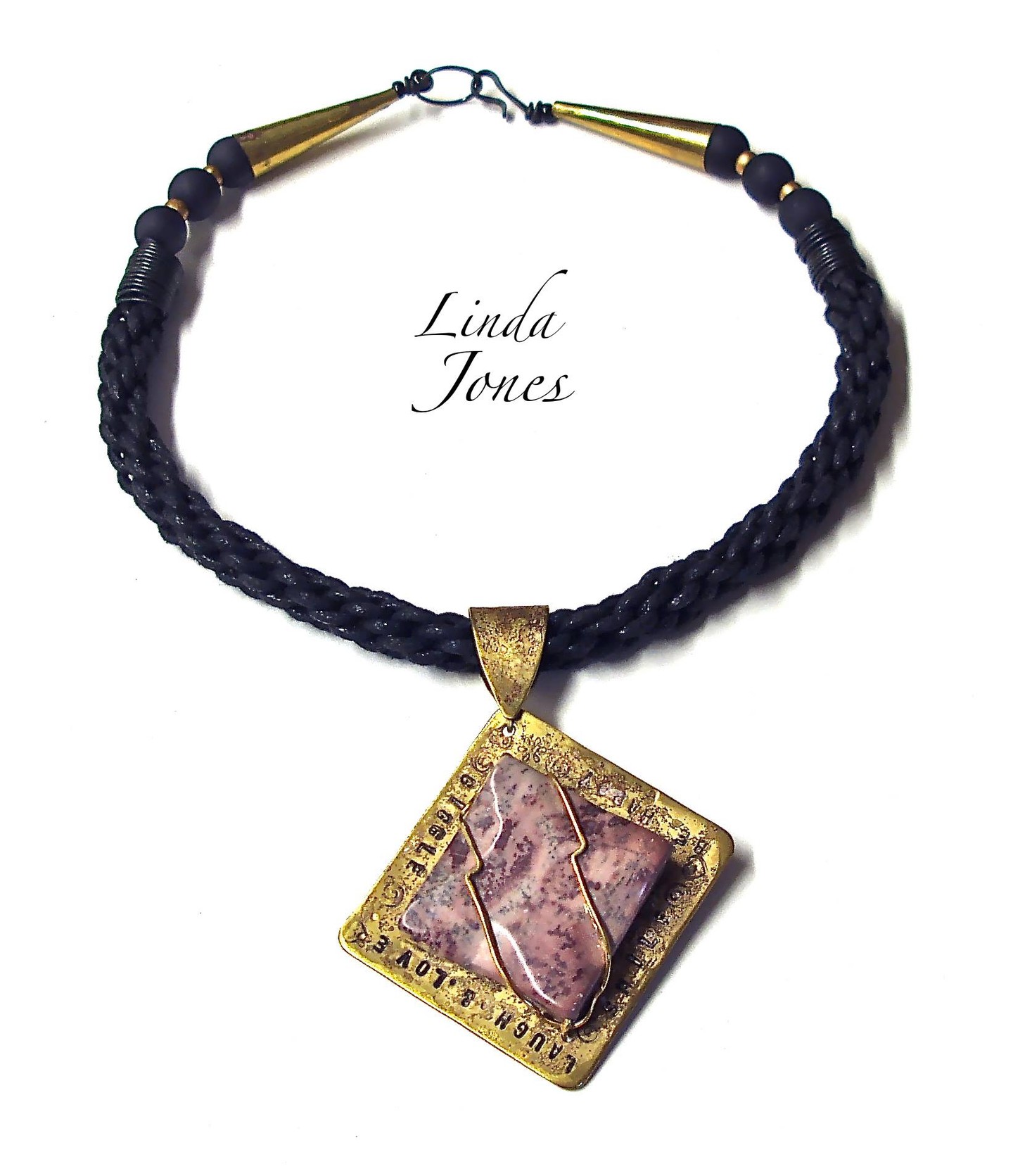 From the archives: Rhodochrosite and Bronze Pendant with chunky braid π