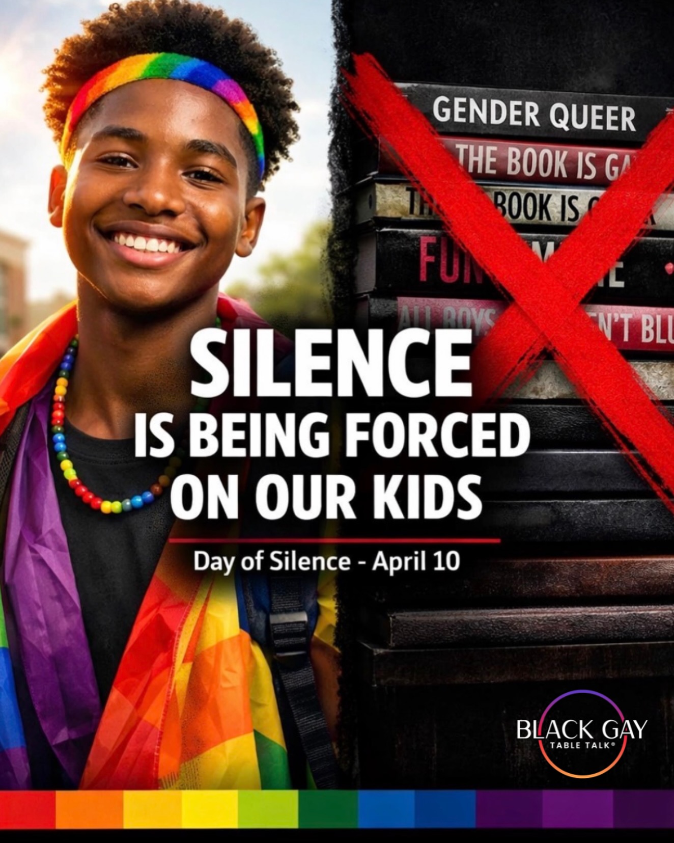 Today is the Day of Silence — GLSEN’s annual event where students take a vow of silence to protest the bullying and harassment of LGBTQ+ youth. 🤫
But silence is being forced on our kids in a different way too — through book bans, forced outing policies, and ‘Don’t Say Gay’ laws spreading across the country.
At the table today: What do Black queer youth need from us RIGHT NOW? Drop your thoughts below.👇🏾 Repost this. Donate to GLSEN. Protect Black queer youth! #DayOfSilence #GLSEN #LGBTQYouth #BlackQueerYouth #BookBans