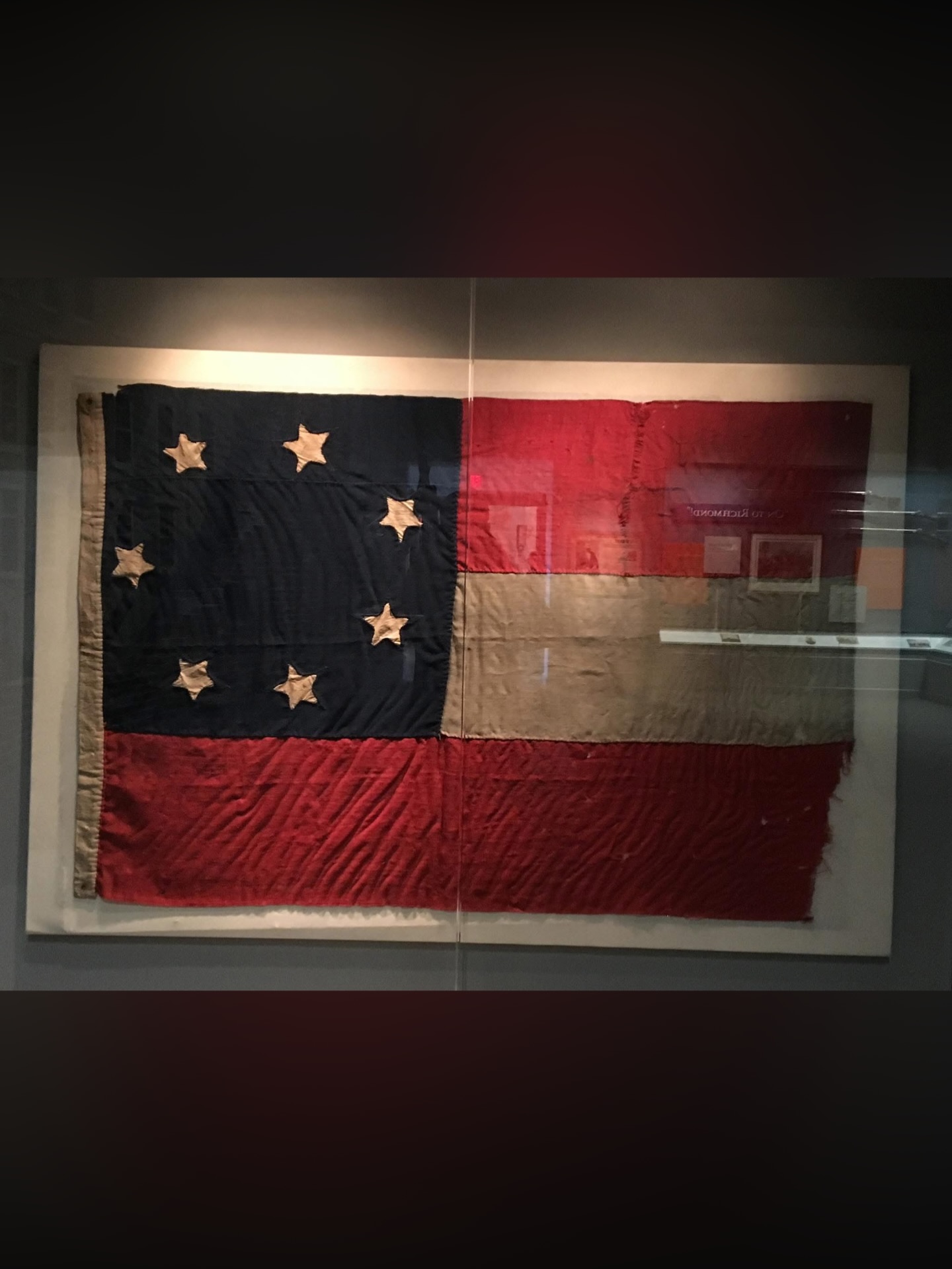 165 YEARS AGO
Fort Sumter (South Carolina)
April 12, 1861
After 34 hours of bombardment, U.S. Major Robert Anderson and his force of 85 Federal soldiers agreed to surrender Fort Sumter in Charleston harbor to Confederate General P.G.T. Beauregard.
On display at The National Civil War Museum in Harrisburg, Pennsylvania, this seven-star Confederate flag was one of the first to fly above Fort Sumter. It had originally been designed by Professor Nicola Marshall and closely resembled the U.S. flag. It was adopted as the Confederate flag on March 4, 1861. On that afternoon, the granddaughter of former President John Tyler raised the flag over the initial capital at Montgomery, Alabama.