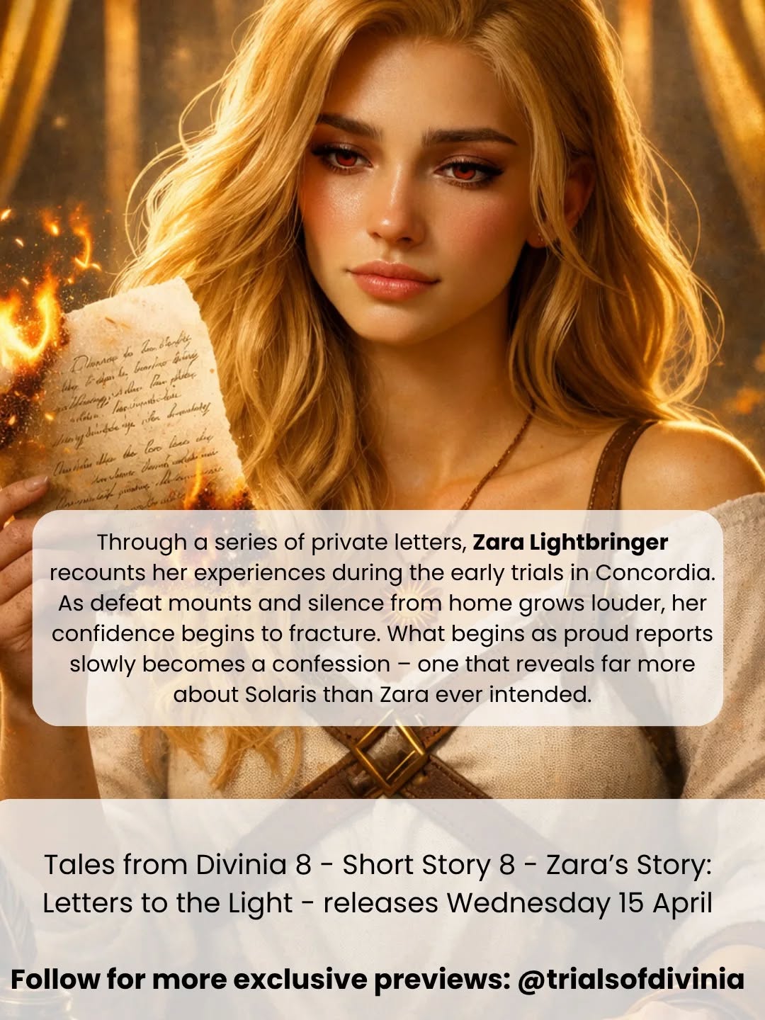 Tales from Divinia 8 - Zara's Story: Letters to the Light will be out on my website on Wednesday. It's not too late to join my mailing list and get early access. Visit www.thechroniclesofdivinia.co.uk for more information 🫡
