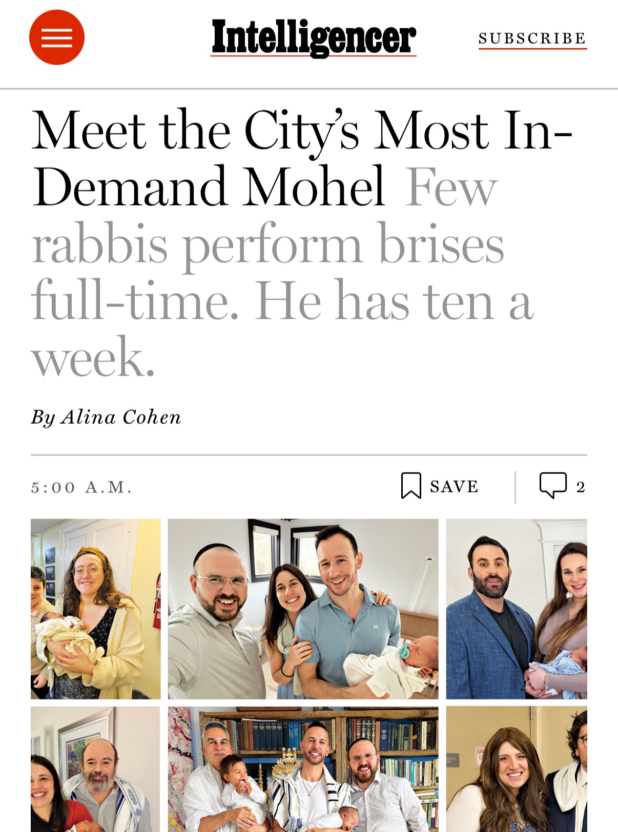 I’m really happy and proud (and all the other superlatives) to share that my mohel practice was just featured in New York Magazine's Encounter section. The very talented writer @alinacohen accompanied through a day of my work to gain some insight into what drives my practice. Her kindness, sincere interest and story telling all shine through her wonderful writing.
My sincere thanks to her and the editorial team at @nymag for this recognition and opportunity to have an glimpse into my day to day work.
My work as a certified mohel is centered on helping families navigate one of the most meaningful moments in Jewish family life with aim towards technical precision, pastoral sensitivity, and care. It is a privilege to get to serve families across a wide range of Jewish backgrounds, denominations, and family structures every day in my work.
I’m also deeply grateful to the many families who have and continue entrust with this sacred moment in their lives. It's something I never take for granted.
Link in bio!