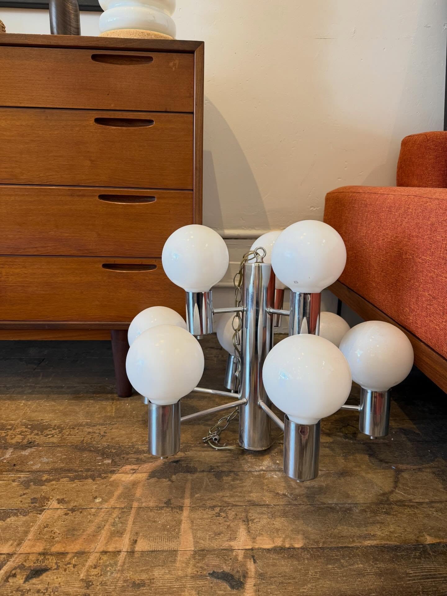 This is a sign. You need this gorgeous chrome chandelier in your life.