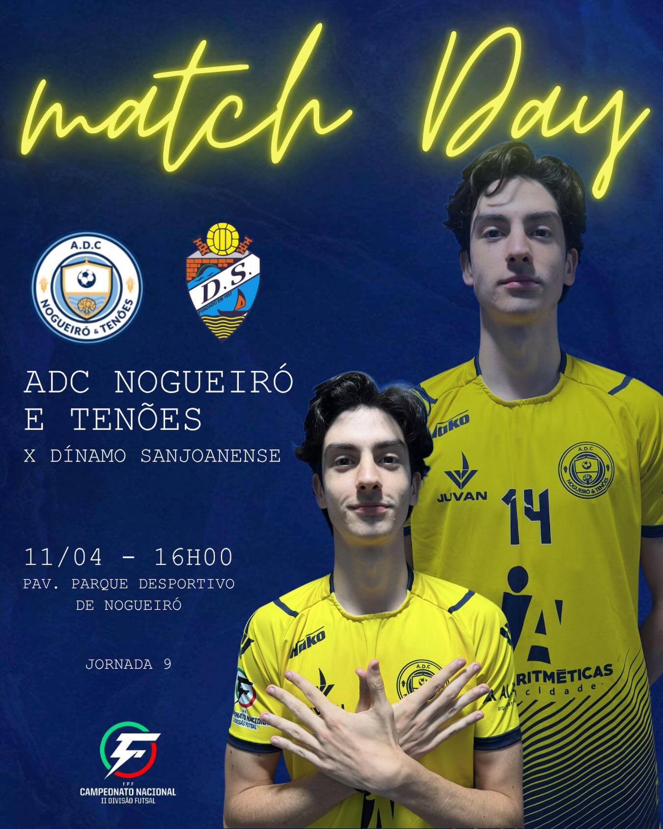 🏟️ Hoje é dia de jogo em casa!
🆚 DÍNAMO SANJOANENSE
🕓 16h00 📍 Pav. Parque Desportivo de Nogueiró
🎟️ Sócios: 1€ | Público Geral: 3€
.
.
.
.
.
#adcnt #adcnogueiroetenoes #nogueiró #tenões #braga