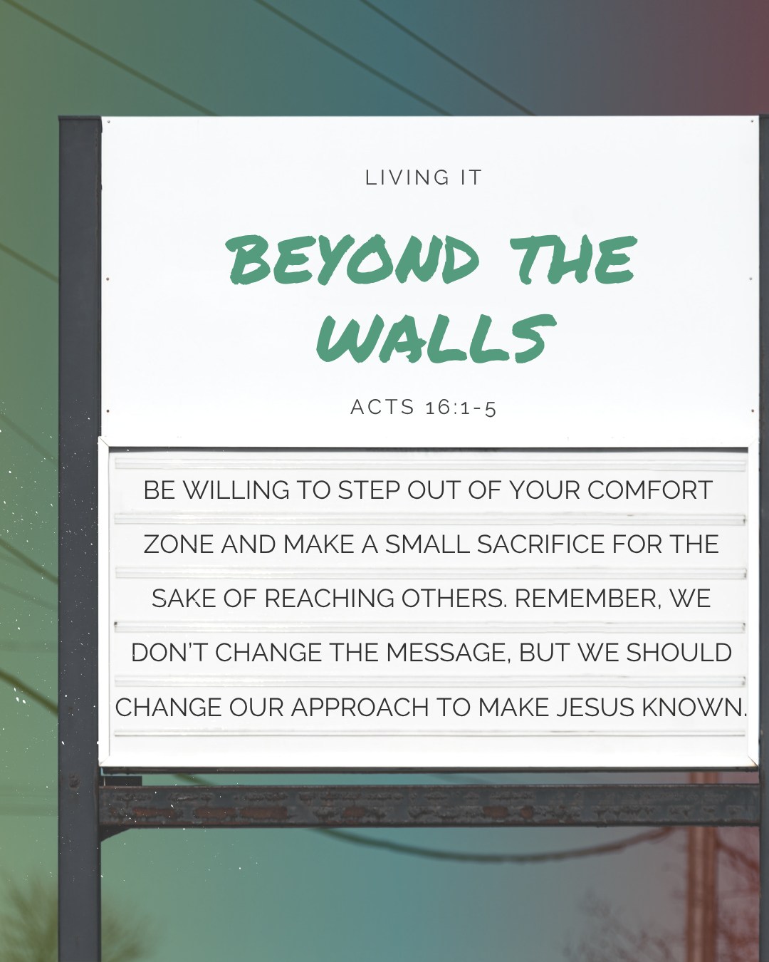 Reaching people often means stepping outside what feels comfortable. The message of Jesus never changes, but how we connect with others can. When we’re willing to adjust our approach and make small sacrifices, we create space for others to encounter Him.
Step out, stay faithful, and make Him known.
-
-
-
#beyondthewalls #communitychurch #bible #church #faith #temecula #temeculachurch #jesus #christianchurch #christianfamilychurch #familychurch