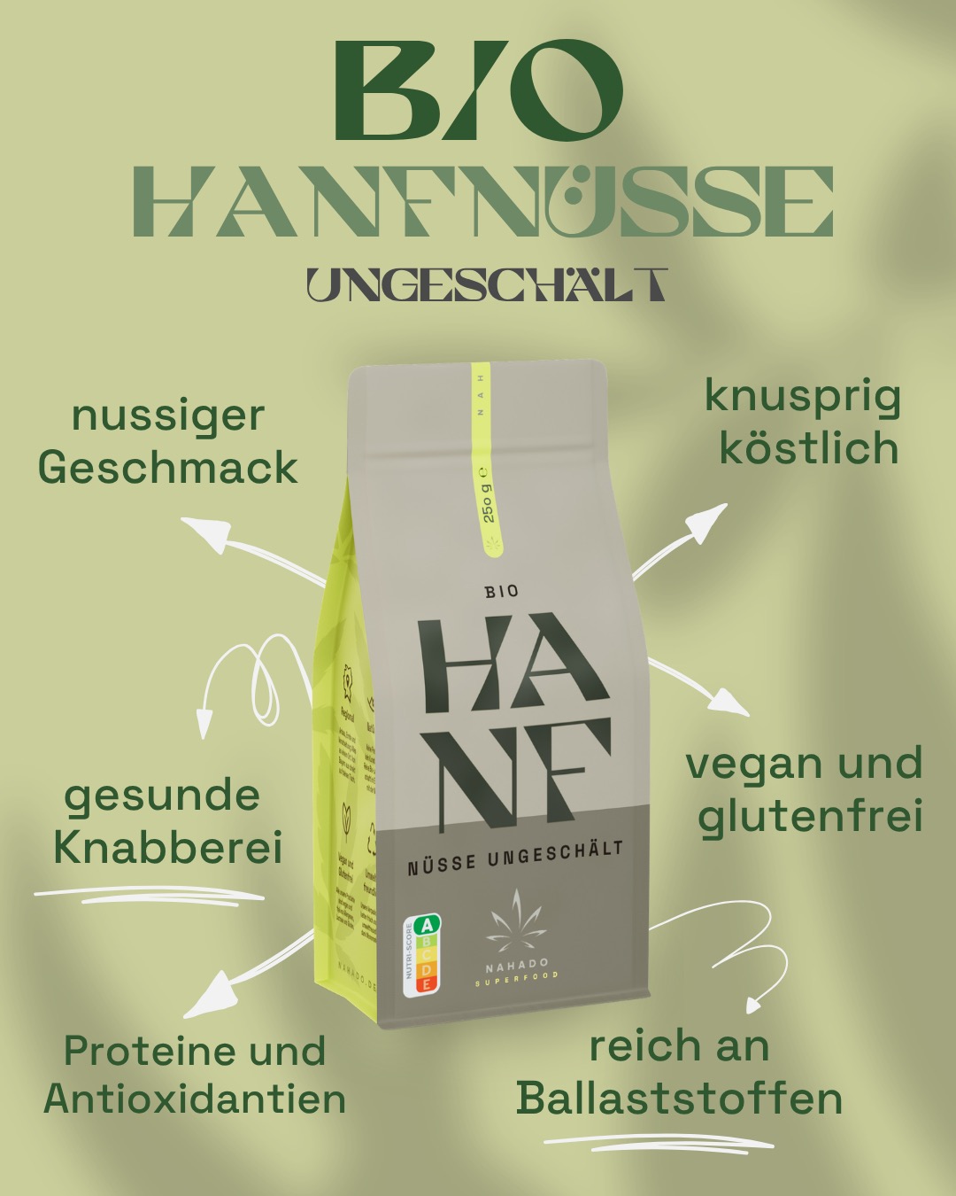 Ungeschälte Hanfnüsse haben einfach alles Gute in sich vereint:
Darmfreundliche Ballaststoffe, gesunde Omega-Fettsäuren, Mineralstoffe und Antioxidantien. Dazu glänzen sie mit einem vollständigem Proteinprofil und herrlich knuspriger Haptik. 💚
Am Beliebtesten sind sie als Topping auf herzhaften Gerichten, im Müsli, Brot oder einfach als purer Snack. 🌱
#hanfsamen #gesundeernährung #superfood #longevity #hanfnüsse