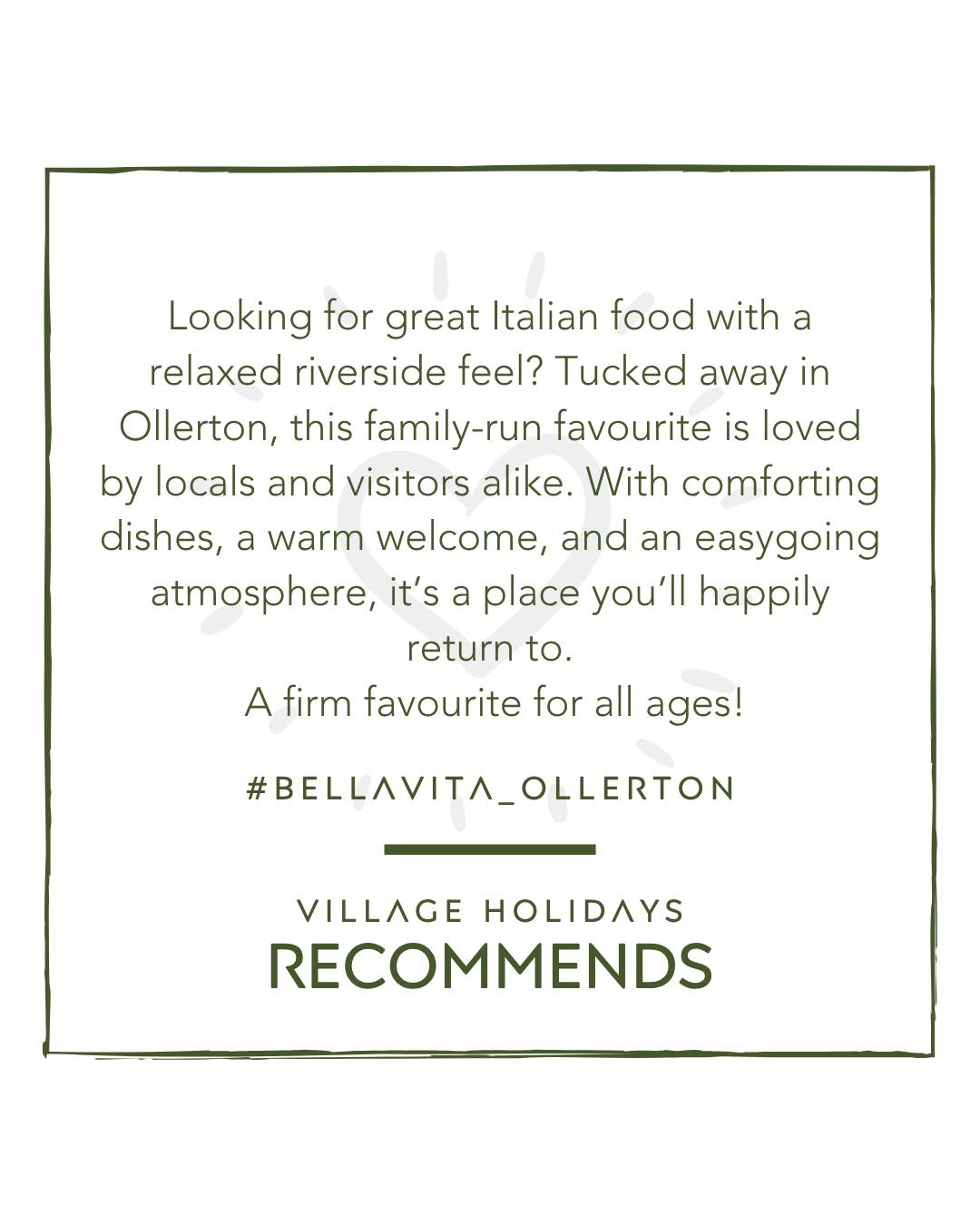 Bella Vita in Ollerton has quickly become one of our favourite local spots 💛
This friendly, family-run Italian restaurant is all about generous flavours, a warm welcome, and meals made to be enjoyed. From wood-fired pizzas to comforting pasta dishes and beautifully cooked seafood, every plate feels thoughtfully prepared. 🍕🍝
Whether you’re dining al fresco on a sunny day or settling in for a cosy evening inside, it’s a lovely choice for relaxed catch-ups or something a little more special. 🍷✨
📍 Bella Vita, Ollerton
#VillageHolidaysRecommends #BellaVitaOllerton #ItalianDining #OllertonEats #LocalFavourites #FamilyRun #NottsFood