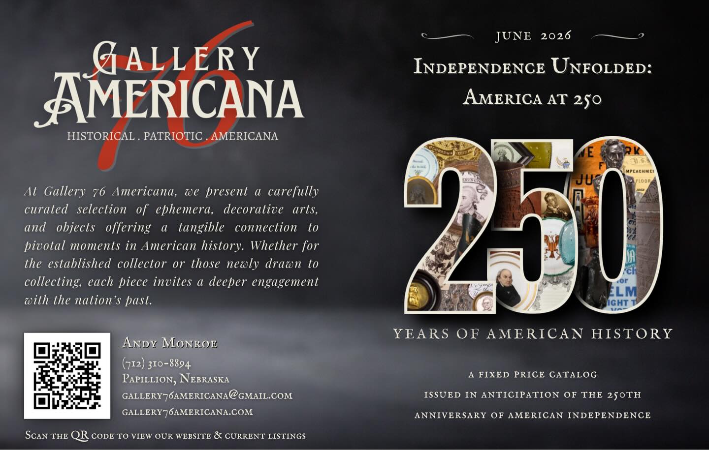 Independence Unfolded: America at 250
June 2026
We are pleased to present a fixed-price catalog of ephemera, decorative arts, and objects spanning 250 years of American history. Each object offers a tangible connection to the nation’s past and reflects the enduring narratives that have shaped it.
See our latest advertisement in @maineantiquedigest. New acquisitions are added weekly to our website. To receive a digital catalog, please DM us with your full name and email address.
Gallery76Americana.com
#americana #america250 #historical #antiques
