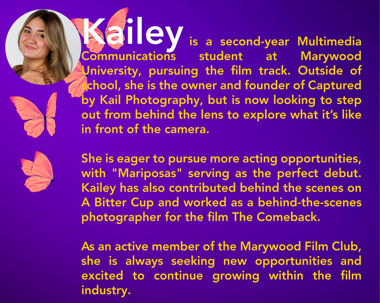 A year ago we got an email from professor Sue Jenkins at Marywood University introducing us to Kailey. A passionate and energetic student with big ambitions to learn all the ins and outs of art and filmmaking! ❤️
We were happy to be able to connect her with our local film community and now she will be stepping onto a new adventure as one of our main cast in “Mariposas” 🤩🕶️
We are so happy to have someone that can really take on the character and not afraid to explore her creativity. 🎥❤️
Help us support local talented young women and give them the platform to shine and learn with hands on experience!
⬇️⬇️⬇️🙏🙏🎥❤️Link in bio
☀️🏡🎨Learn more about our film scrantonfilms.com/mariposas
#empoweringyoungwomen #filmmaking #mariposas
@luckychair @marywooduniversity @marywoodfilms @kaileyrillstone @capturedbykail