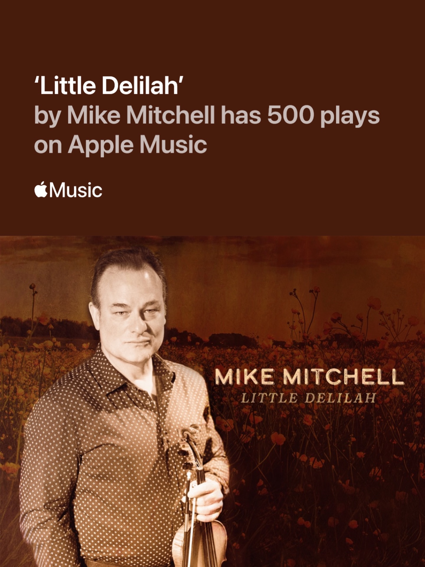 Thanks for listening! “Little Delilah”, the latest single from the upcoming “Love Songs, Torch, and Bluegrass” album jumped to 500 plays, last week, on @applemusic
#bluegrassmusic #singersongwriter #lovesongstorchandbluegrass #mountainfeverrecords