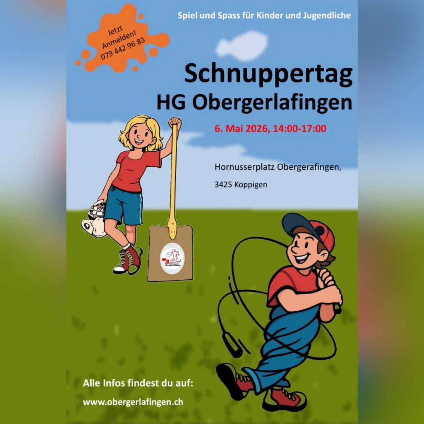 Schnuppertag 2026
Du möchtest Hornussen ausprobieren?
Dann komm zu unserem alljÀhrlichen Schnuppertag!
Wir laden alle Kinder und Jugendlichen ab ca. 6 Jahren ein, diesen traditionellen Sport kennenzulernen.
Du kannst erste Versuche machen und den Verein entdecken, ganz ohne Vorkenntnisse.
Mitbringen: Sportkleidung, feste Schuhe und gute Laune đ
Jetzt anmelden
Gasche Yannick
Telefon: +41 76 442 96 83