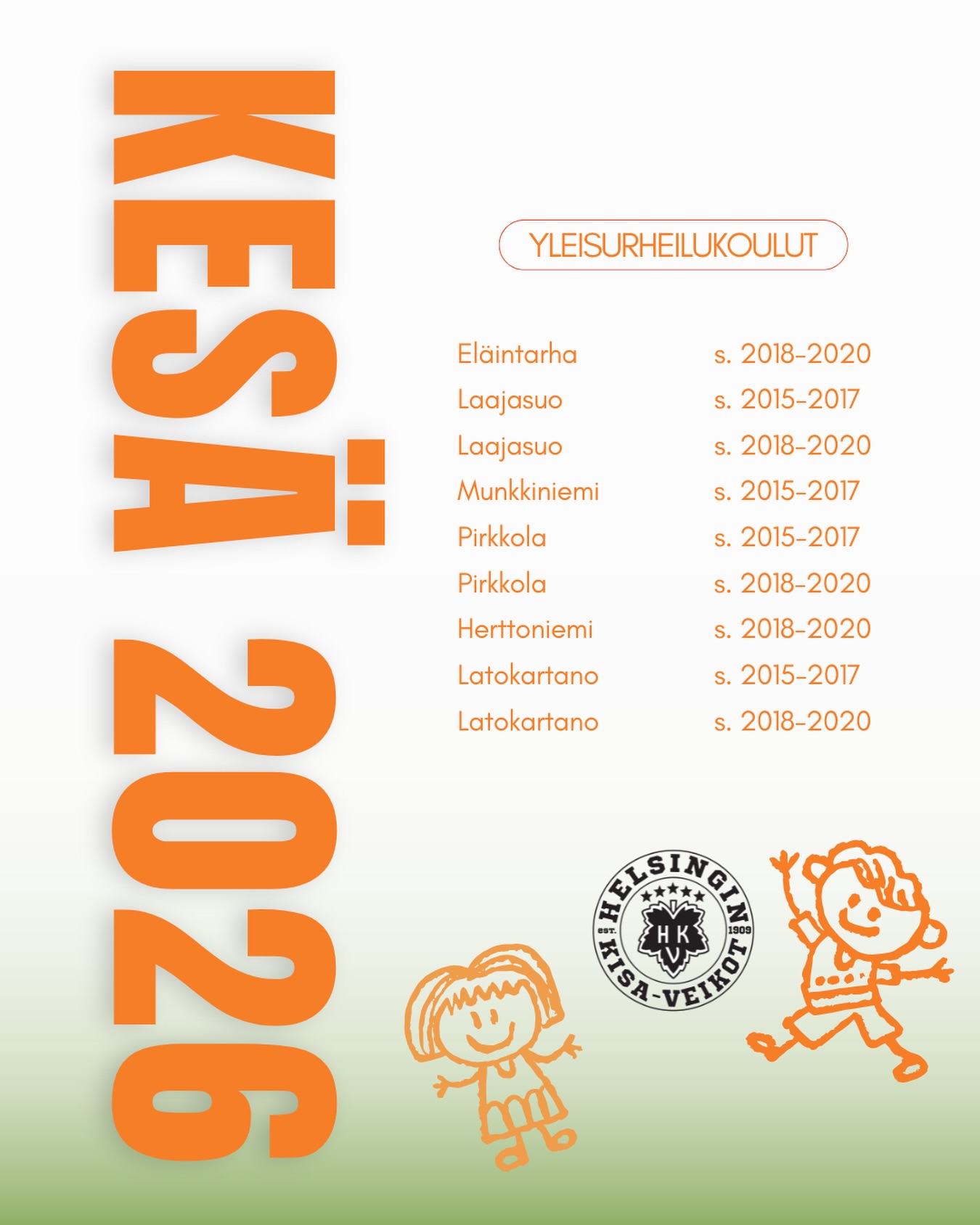 Kesän ryhmät täyttyvät vauhdilla!💥 Kuvassa ryhmät, joissa paikkoja on vielä jäljellä.
Varmista oma paikkasi äkkiä, jotta mahtavat treenit eivät jää välistä!😍
www.hkv.fi