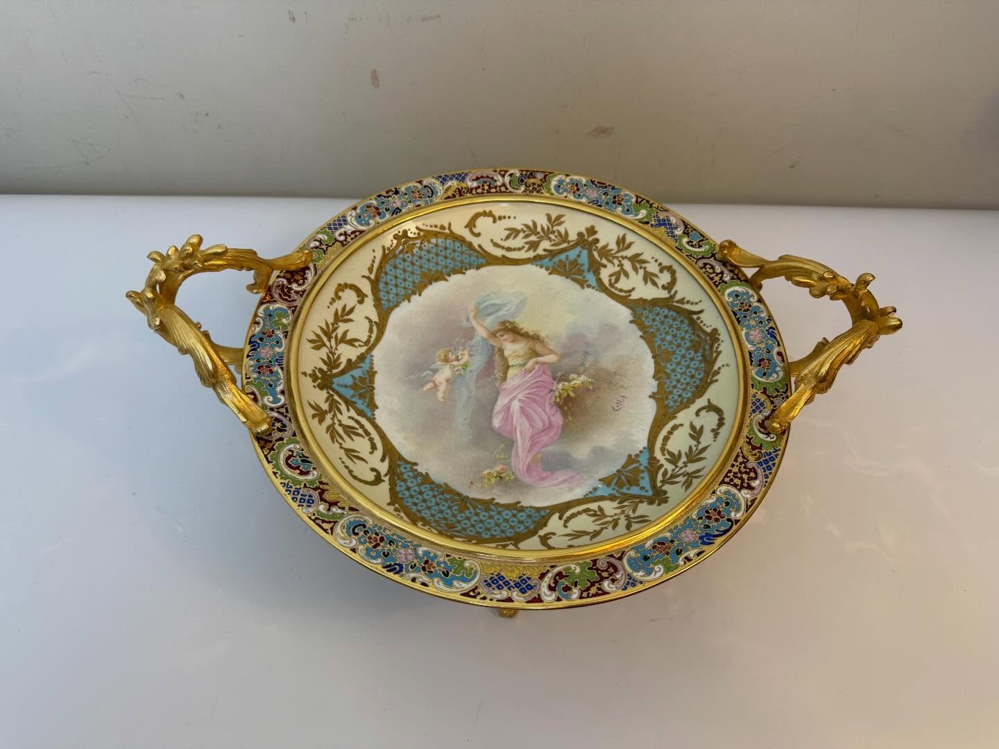 French centrpiece#antique#sevres porcelain#champleve enamel#gilt bronze mounts#antique.Portobello. Website