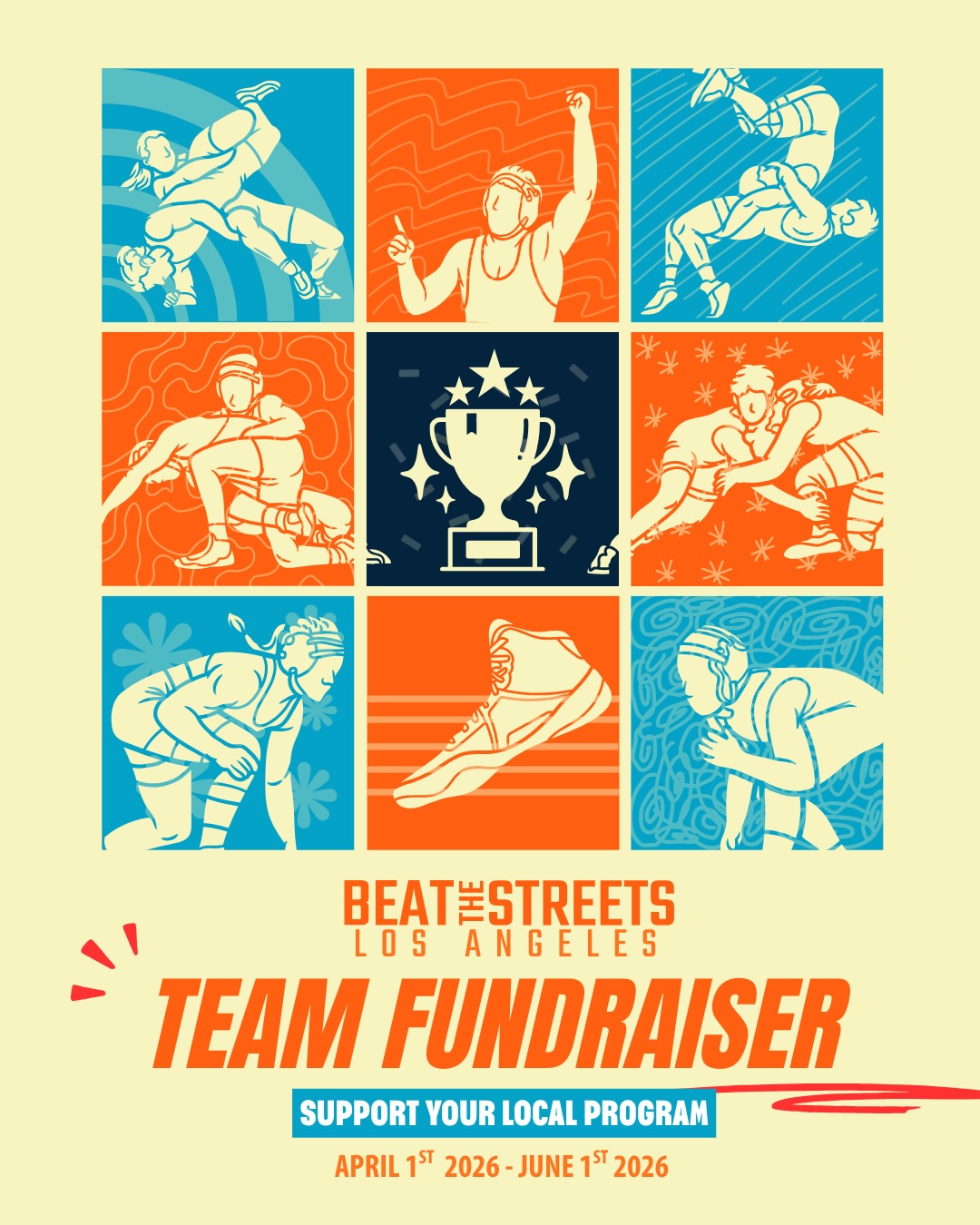 Join us in supporting our teams! 💪
Your donation directly supports our athletes by covering essential costs like gear, insurance, and coaching, while helping teams earn new training equipment. Every contribution creates more opportunities for youth to train, grow, and succeed!
Each program is working toward its own goal, all contributing to a bigger mission of expanding access to wrestling and mentorship across our communities. When you support a team, you’re investing directly in your local program and the athletes in it.
Programs that hit their goal will earn team equipment like crash pads, grappling dummies, Bulgarian bags, medicine balls, and resistance bands to level up their training.
Join us in growing community wrestling and creating more opportunities for youth.
🔗 Support our local program today using the link in our bio
#BeatTheStreets #BTSLA #YouthWrestling #Community #SupportYouthFundraiser