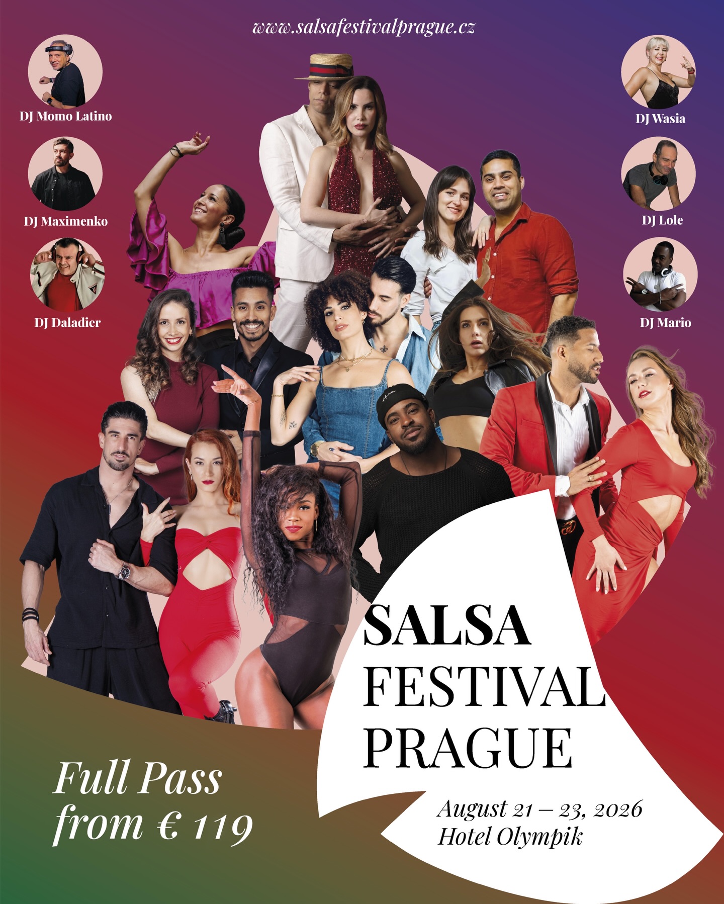 Salsa Festival Prague 2026
This is the official festival post & lineup
All in one venue – Hotel Olympik Congress, Prague
Experience three days full of dance, energy and connection with artists, dancers and DJs from around the world.
Workshops, live music, shows and unforgettable social dancing – all in one place.
21–23 August 2026 | Prague
Full Pass from € 119
Secure your spot:
www.salsafestivalprague.cz
#salsafestivalczechrepublic #salsaprague #cubansalsa #salsafestival #salsacommunity