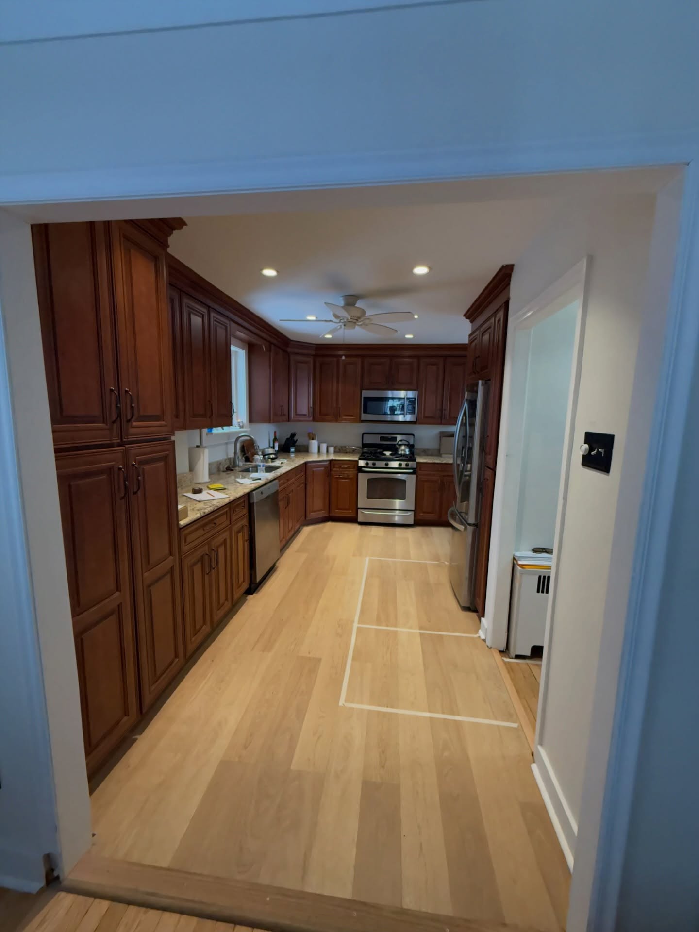 Another stunning kitchen renovation by @aceremodelingnj emodeling featuring new herringbone brick floor, subway tiled backsplash, and rustic new stone countertops.