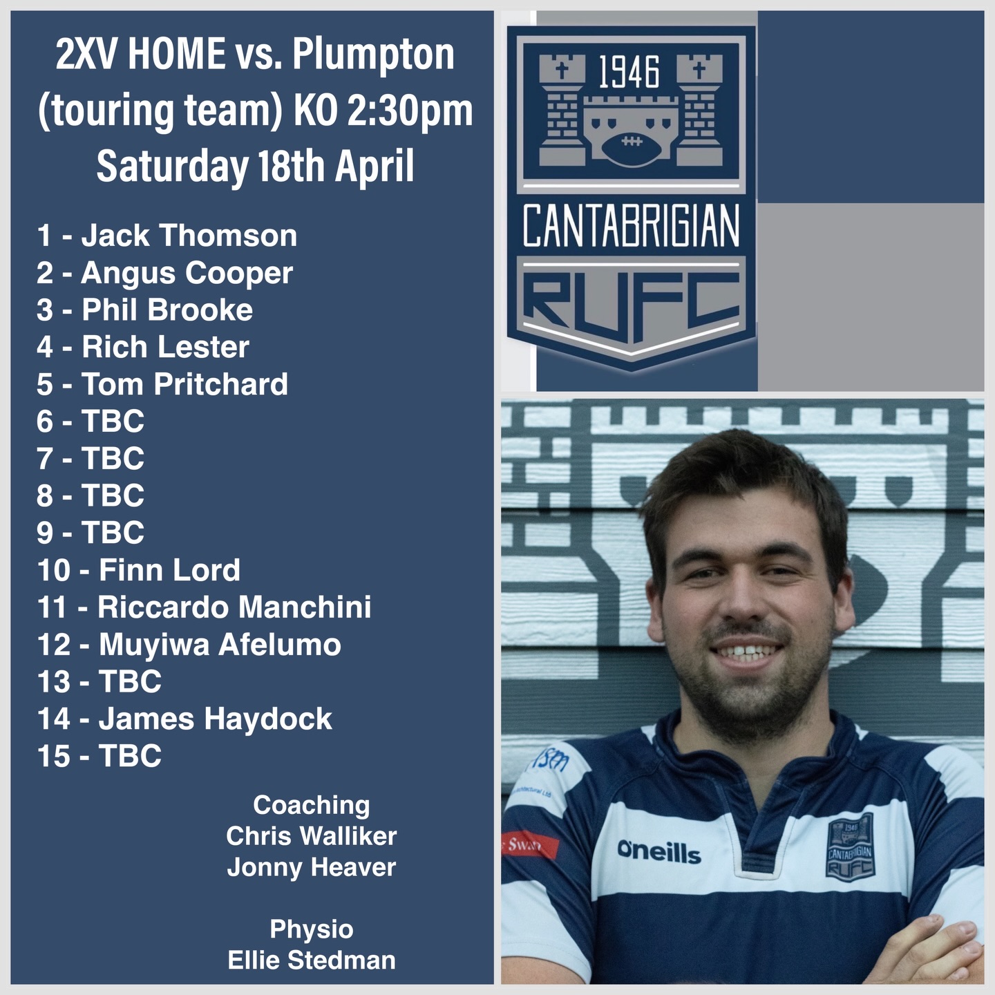 💥2XV SQUAD ANNOUNCEMENT💥
We are very excited to be hosting a touring squad from @plumptonrfc tomorrow! 🎉 Kick off 2.30pm!
Good luck lads!
📸 @bwsportsphotography
#rugby #cantabs #cantabsrugby #socialrugbyincambridge #cambridge