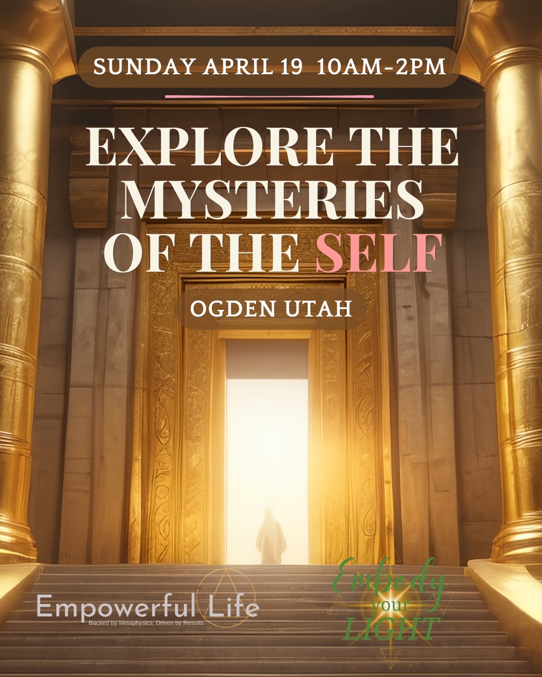 💕The Mystery of the Self - the most important investigation of your life
On Sunday, April 19, in Ogden Utah, you have an opportunity to learn and experience the ancient mystery school tradition as you receive rituals, meditation and spiritual context to the journey of the self.
Hosted by @embody.yourlight and @cheyennemikelle
DM for more details.