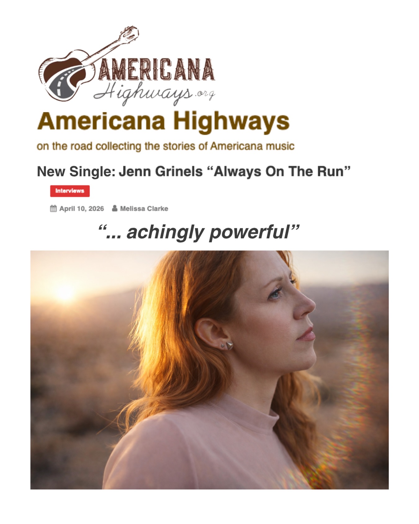 Thank you so much @americanahighways for the feature!! “Always On The Run” is out now- link in stories 🖤