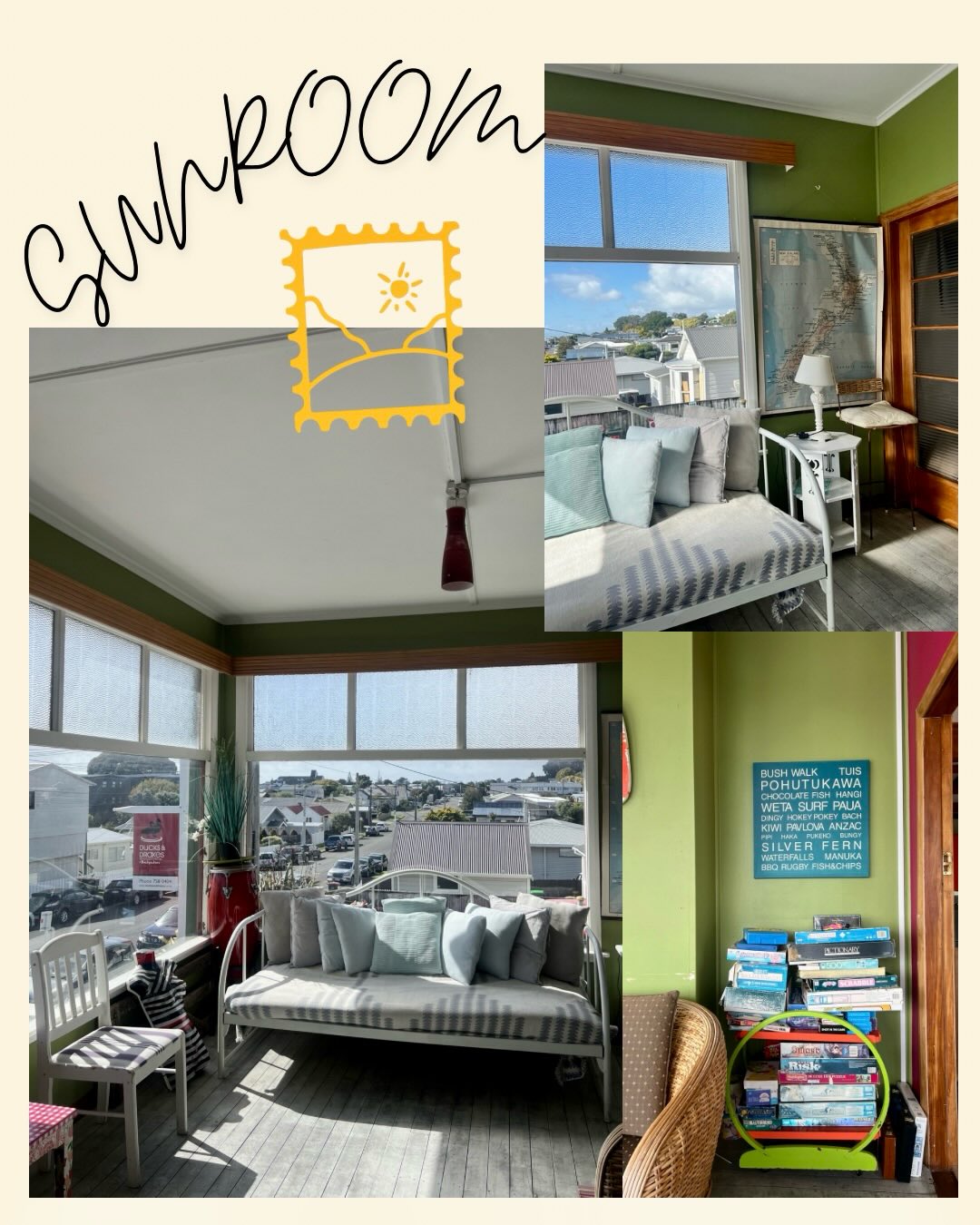 Our beautiful sunroom 🌞🧘♀️
We’ve got books, board games & comfy couches for you to unwind & hang out 😌