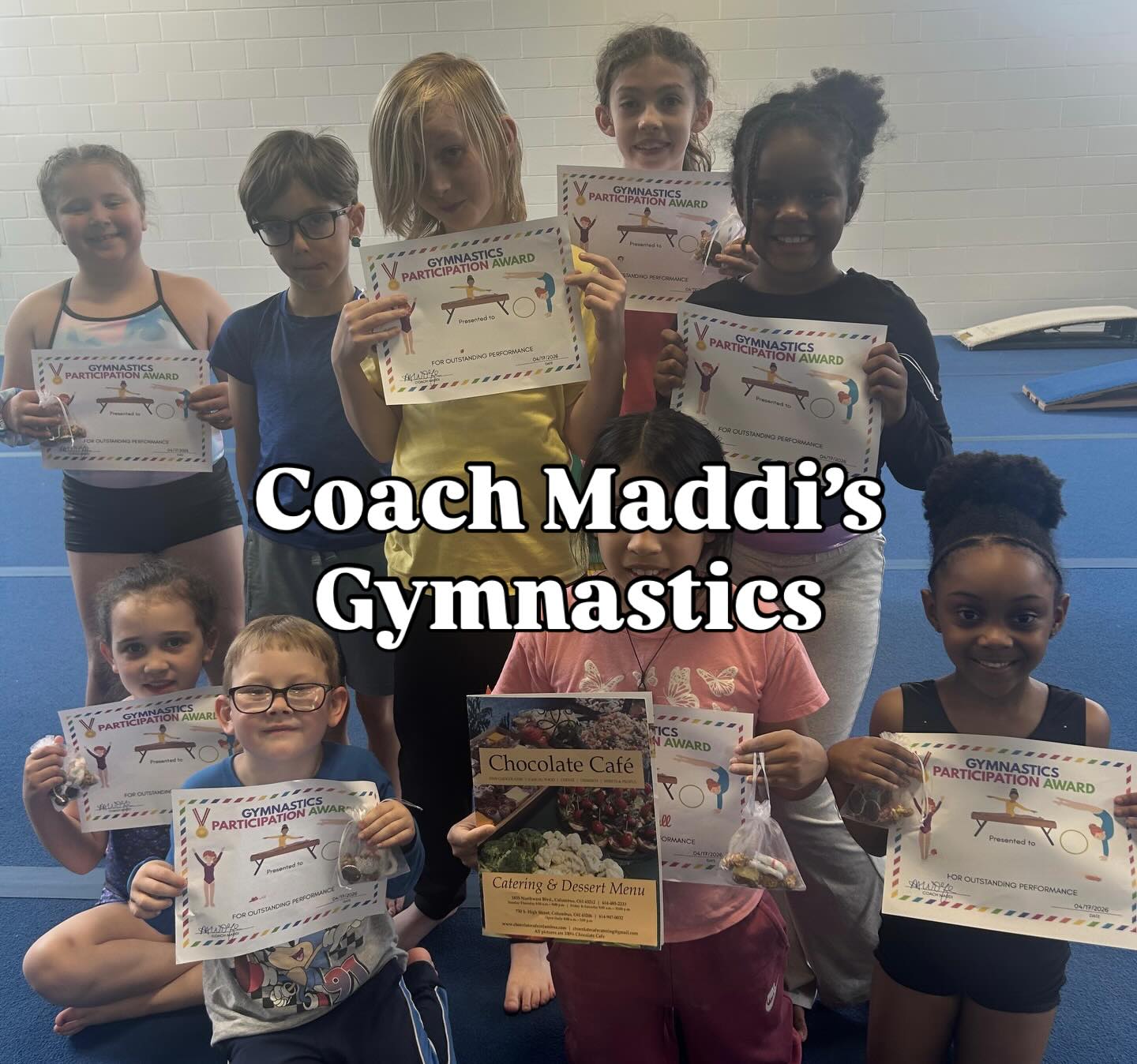 What a sweet group of young athletes enjoying some of our treats after finishing their class!! Thank you for having us @coachmaddisgymnastics - follow them for info on classes and how to win a Cafe gift card! #gymnastics #localbusiness #treatsforathletes #chocolatecafe