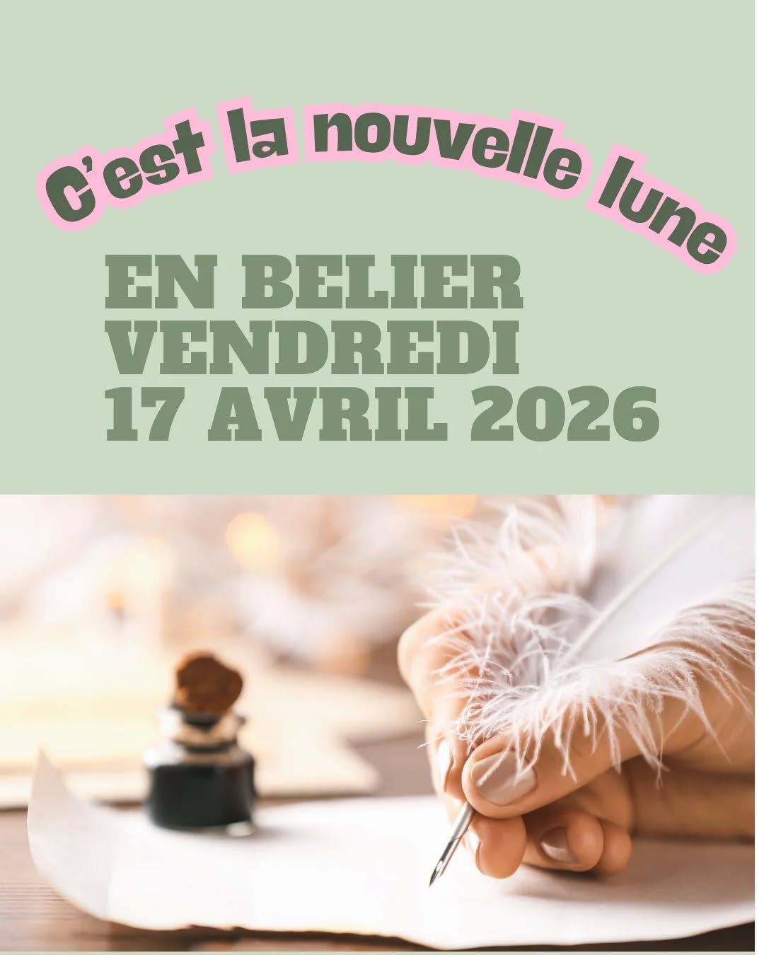 Nouvelle lune du 17 avril en Bélier
Il y a quelque chose que tu repousses depuis un moment. Une envie. Un projet. Une décision. Peut-être que tu attends d'être prête. Peut-être que tu attends que les conditions soient parfaites.
Le Bélier, lui, n'attend pas. Il sent. Il avance. Il commence.
Cette nouvelle lune t'invite à faire pareil — pas en grand, pas en parfait. Juste un premier pas. Aligné. Pour toi.
Swipe pour découvrir l'énergie de cette lunaison, les chakras activés et les questions à te poser ce soir.
Et en Human Design, ça donne quoi ?
Cette énergie de commencement ne se vit pas pareil selon qui tu es :
Générateur / Manifesteur-Générateur — c'est le moment de te demander : qu'est-ce qui allume vraiment quelque chose en moi ? Agis depuis ton sacral, pas depuis la pression.
Manifesteur — tu as la capacité d'initier. Cette lunaison te soutient pour lancer ce que tu portes depuis un moment. Informe, puis avance.
Projecteur — pas besoin de te précipiter. Ton rôle n'est pas d'initier mais de voir juste. Pose ton intention avec clarté, et laisse l'invitation venir.
Réflecteur — prends le temps de sentir ce qui résonne pour toi dans cette énergie. Pas besoin de décider ce soir. Observe ce que cette lunaison révèle en toi.
Dis-moi en commentaire : tu es quel type en Human Design ? Et quelle intention poses-tu sous cette nouvelle lune ? 🌙
Tu veux aller plus loin dans cette énergie ? soin énergétique collectif à distance avec rituel — nouvelle lune — 25.- CHF 🔗 Lien dans la bio.
#nouvellelune #bélier #lunaison #humandesign #générateur