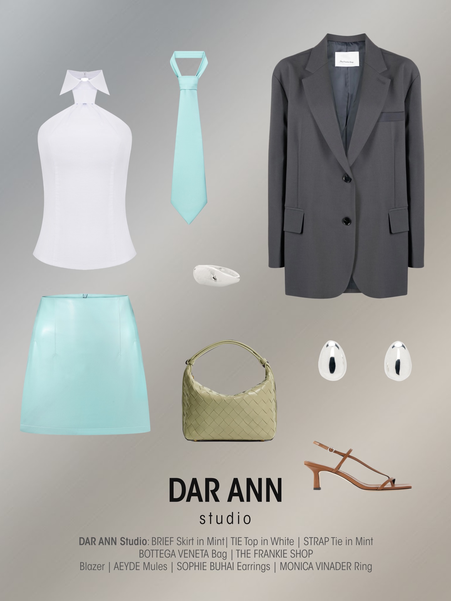 Commanding the room, spring edition 🧊
.
Shop TIE Top on White, BRIEF Skirt and STRAP Tie in Mint at www.darann.com