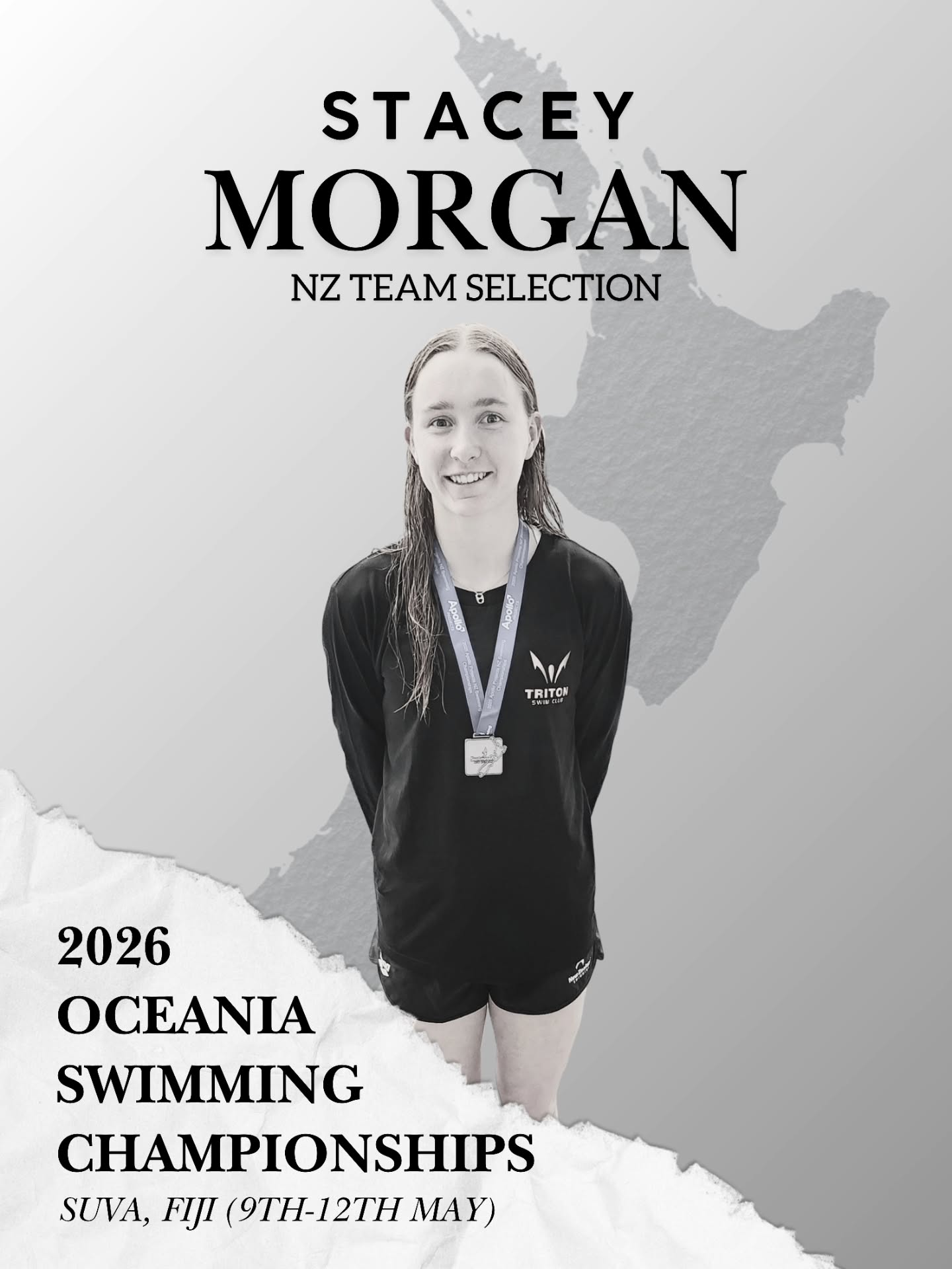 Huge congratulations to Stacey Morgan on her selection for the 2026 Oceania Swimming Championships! 🇳🇿🏊♀️
Stacey is heading to Suva, Fiji from 9th–12th May to represent New Zealand on the big stage.
What an incredible achievement. We're so proud and can't wait to cheer you on!
Go Stacey!