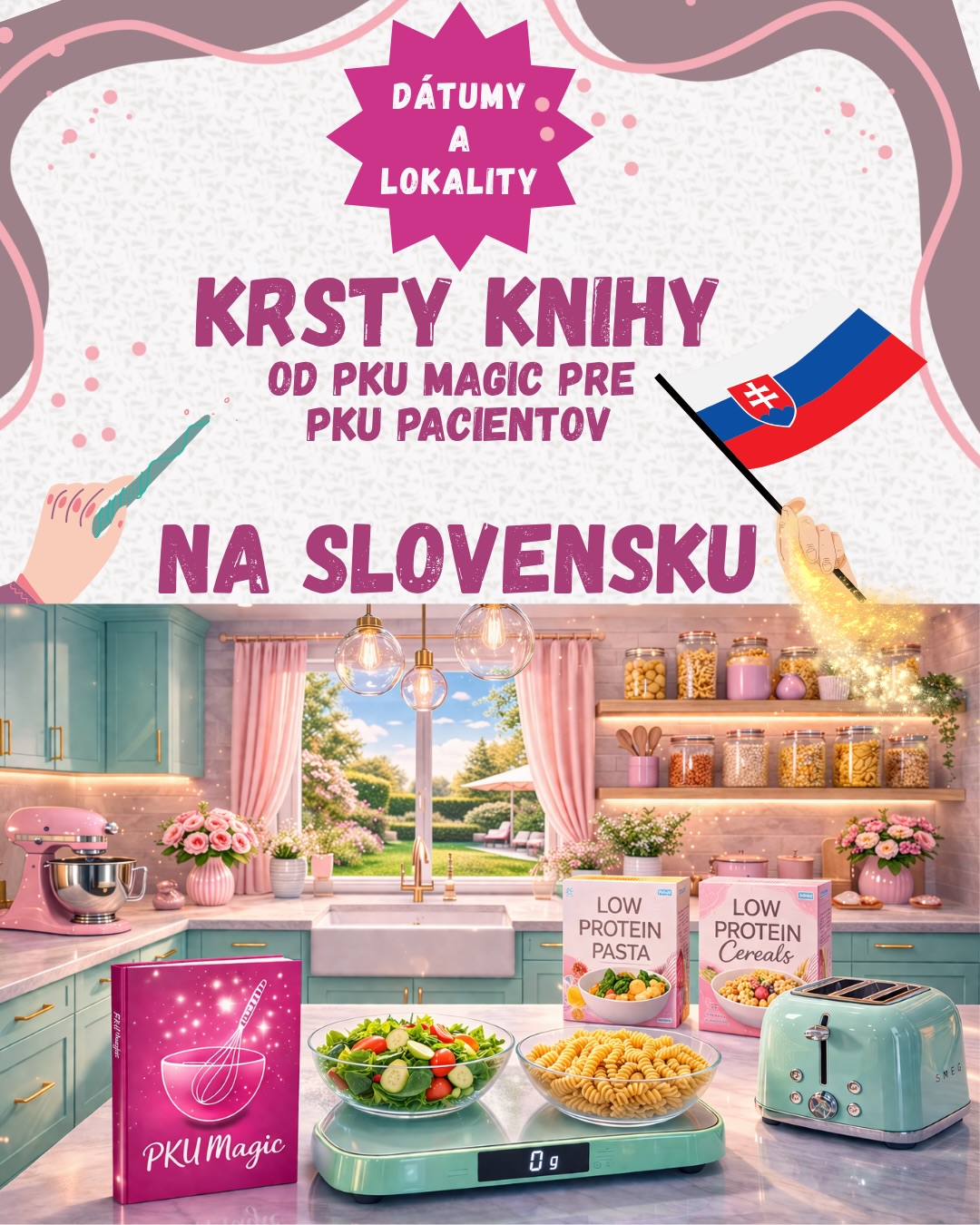 Srdečne vás pozývam na krsty knihy PKU Magic 💖🪄📖
Som veľmi rada, že už môžem potvrdiť priestory
pre západné aj východné Slovensko.
Budeme sa môcť stretnúť osobne,
porozprávať sa a prepojiť sa ako komunita,
pre ktorú tento projekt vznikol.
Pripravím pre vás catering a porozprávam vám viac o projekte a knihe 💗
Viac informácií a registráciu na krst nájdete v BIO.
Ďakujem všetkým partnerom, sponzorom a podporovateľom,
ktorí sú súčasťou projektu PKU Magic🤍
Ak neviete nájsť link, napíšte mi komentár
a pošlem vám ho priamo do správy 🤍
—
Sme 2 týždne pred tlačou knihy
a v júni budú prvé výtlačky 🤍
S kým sa vidíme? 🪄📖💖
—
For my international community:
This post is in Slovak as it relates to the Slovak version of the cookbook and local events. 💕💕
#kucharka #pku #slovensko #krst #kniha