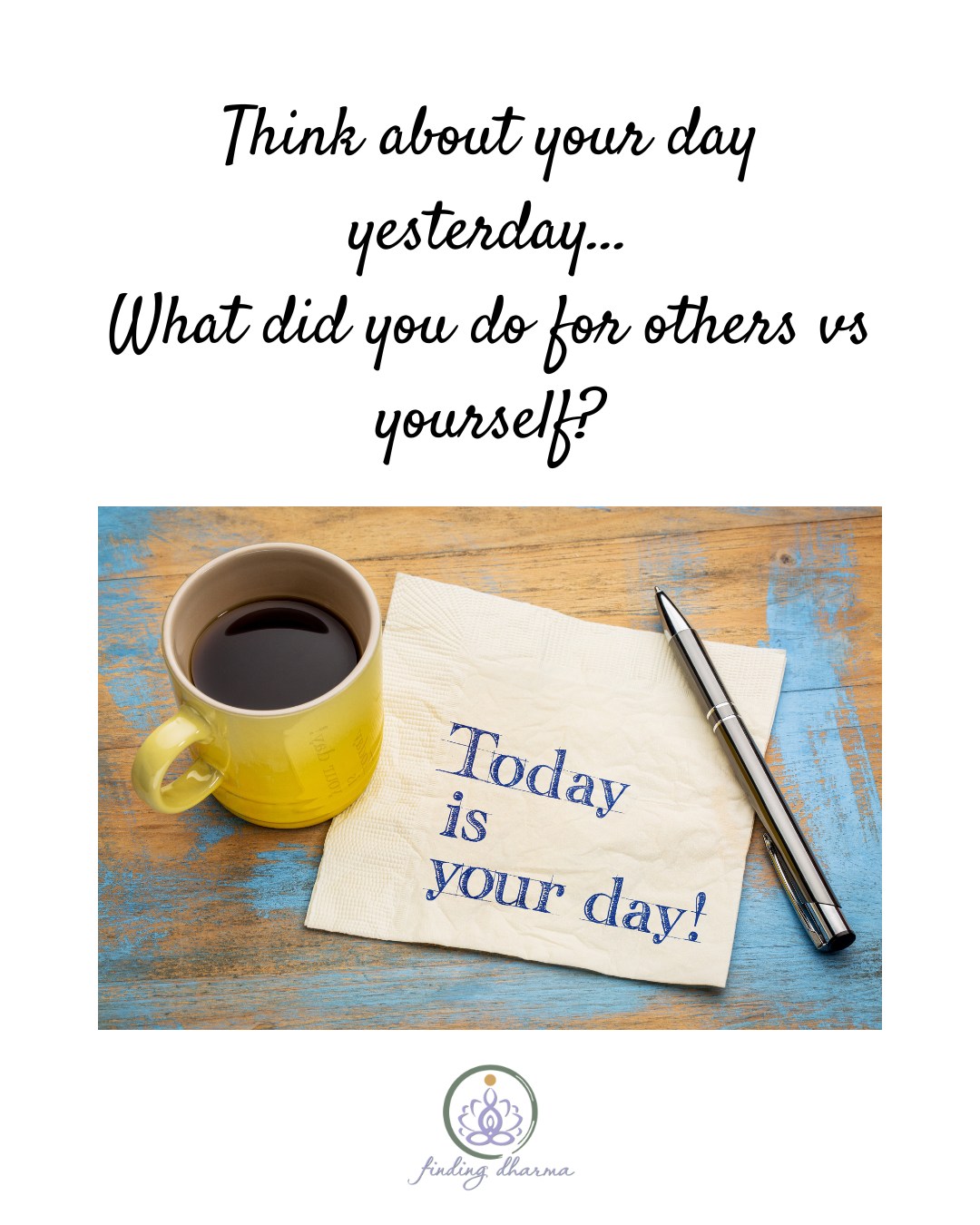 A gentle check-in …
Think about your day yesterday…
How much of it was spent giving to others?�Your time, your energy, your attention.
And how much of it was spent with yourself?�Doing something that felt nourishing, supportive, or simply for you?
Not as a judgment.�Just as an honest noticing.
Because so often, we give so much of ourselves away�that we forget to include ourselves in that care.
What might shift if you did?
#FallBackInLoveWIthYourself
#SelfLove #NourishYourSoul #findingdharma