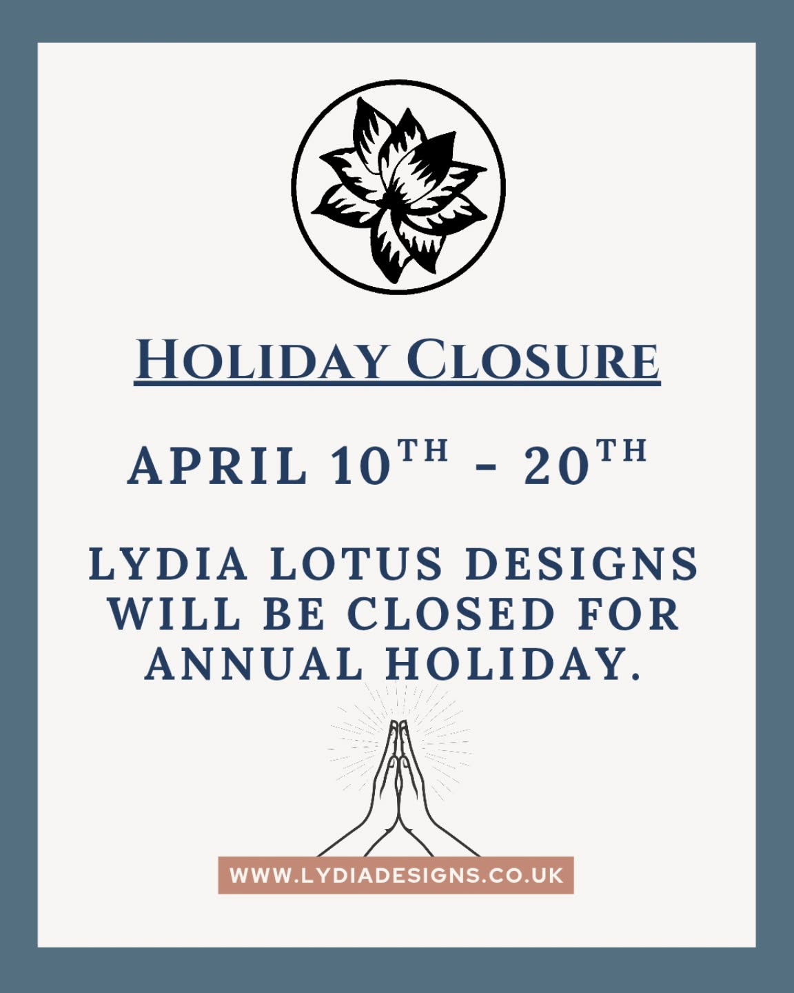 Closed for some much needed rest, starting with getting rid of this horrid cold. Back on Tuesday 21st xxx