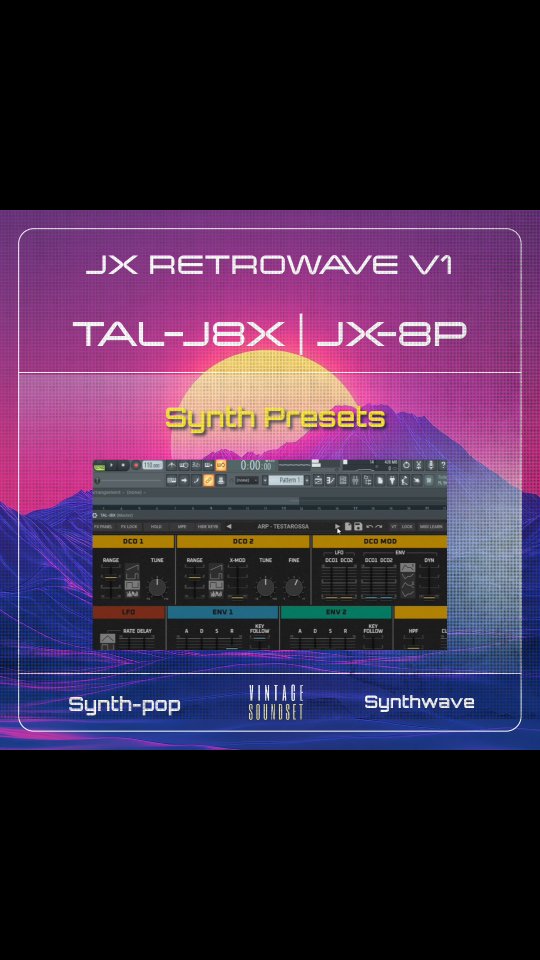 Nostalgic moments and sounds
Presets for TAL J8X / JX-8P
https://www.vintagesoundset.com/product-page/jx-retrowave-v1-tal-software-jx-8p
🎹 Synthwave, Synth-Pop, Outrun
🎛 90+ Original mix ready patches
🌅 Nostalgic sounds and inspiration
#Retrowave #synthwave #drumxwave #themidnight #timecop1983