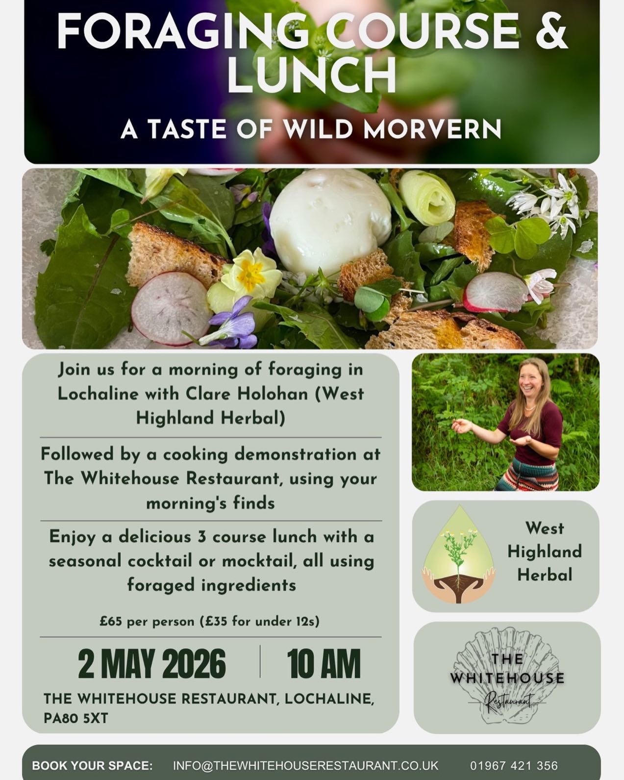 🌱Rescheduled event! 🌱
Due to a clash with a local event and the very late onset of spring in the highlands this year, we have rescheduled this event for 2nd May.
There’s still chance to forage with me and feast on:
🌿Homemade ricotta and wild herb ravioli, wild garlic veloute.
🪸Seaweed wrapped cod, warm potato salad, ground elder, samphire and cucumber butter sauce
🌼Gorse flower and pear souffle, vanilla ice cream.
Can’t wait to see you there!
.
.
.
.
.
#foraging #wildfood #foraged #scottishhighlands #course