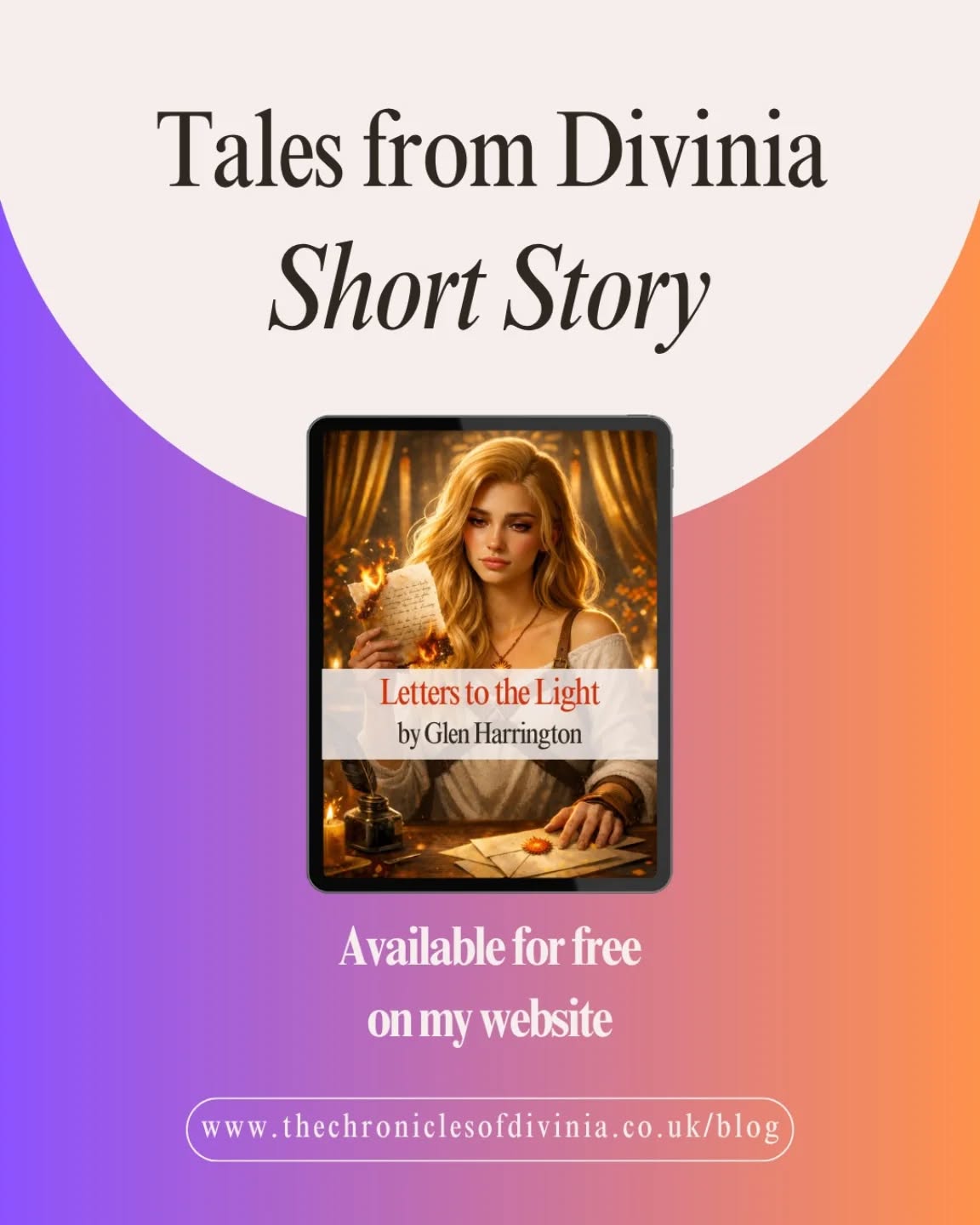 I'm pleased to release Tales from Divinia 8: Zara's Story - Letters to the Light ☀️
When Zara Lightbringer arrives in Concordia as Solaris’ champion, she writes proudly to the woman who nominated her – the powerful figure she calls Aunt A. Through a secret chain of letters carried by rare firegleam terns, Zara recounts the early days of the Celestial Trials.
But as defeats mount and the responses she expects never come, Zara’s tone begins to change. Confidence turns to frustration, frustration to doubt, and doubt to a painful realisation about the person she has spent her life trying to please.
Hidden between the lines of these letters lies a deeper truth – about loyalty, ambition, and the quiet cost of growing up in the shadow of power.
Link: https://www.thechroniclesofdivinia.co.uk/post/letters-to-the-light
#TrialsOfDivinia #FantasyBooks #IndieAuthor #Bookstagram #BookTok