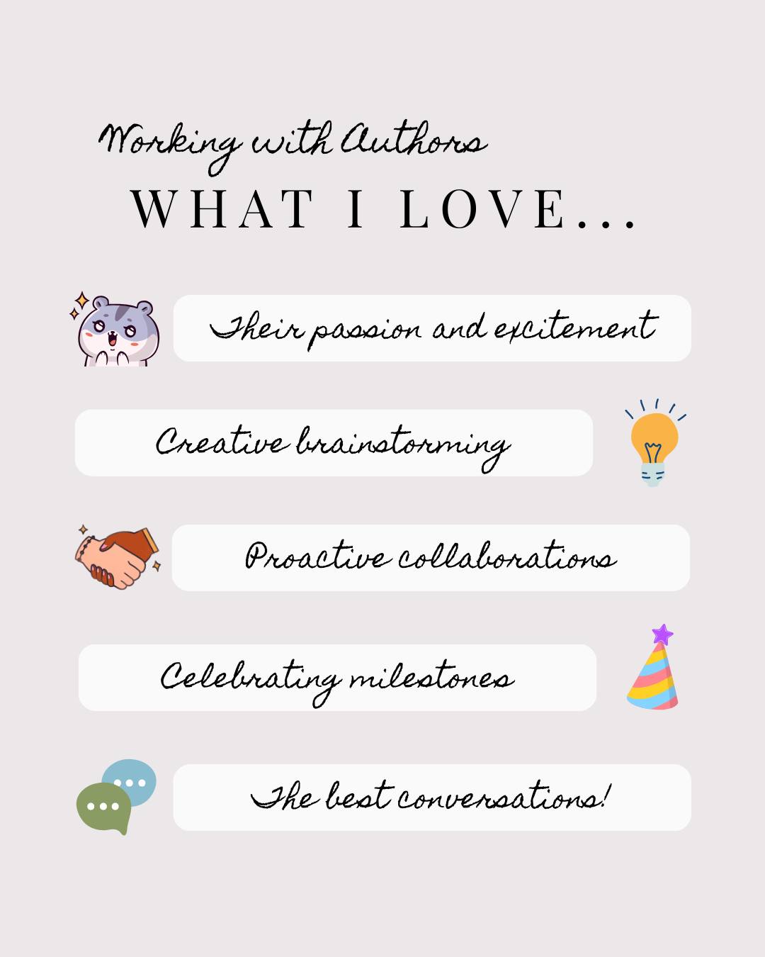 5 Things I Love About Working with Authors... āļø
As a book designer, I often get to work with independent authors. Collaborating directly with the mind behind the manuscript is such a special experience, here are 5 reasons why I love working with indie authors š„°
⨠Their passion is contagious. There is nothing quite like the joy and energy of someone who has poured their heart into a manuscript. Being around that level of excitement and dedication keeps me inspired and reminds me why I love what I do.
š§ Creative brainstorming sessions. Whether weāre moodboarding the cover or adding a special touch to the inner pages, I live for the lightbulb moments. Authors are so fun to brainstorm with, I love taking a peak into their creative process and finding creative ways to make their ideas a reality.
š¤ Proactive collaborations. My favourite projects are the ones that feel like a true partnership. Indie authors usually have an idea of what they want and are open to suggestions on how to get there together, this makes the design process seamless and incredibly rewarding.
š„ Celebrating the milestones. From seeing the first cover design draft, uploading final files, or holding the book in our hands for the first time, I love being a small part of someoneās lifelong dream and celebrating with them each step of the way.
š¬ The best conversations. No lie, I have some of my best conversations with authors, whether over email or Zoom calls. The conversations are usually witty, thoughtful, and light-hearted. You never have to apologise for a "word wall" with me!
Are you an author working on something new? Feel free to drop me a DM, Iād love to hear about it!
š¤
š·ļø #BookDesign #BookDesigner #WriterCommunity #IndiePublishing #SelfPublishing
