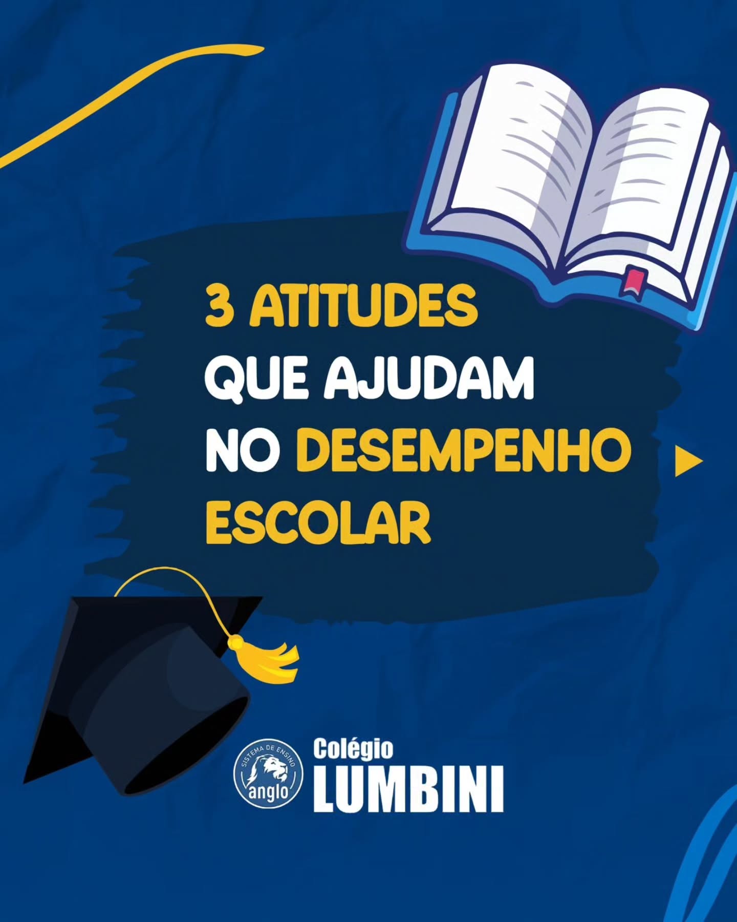 📚 3 ATITUDES QUE FAZEM A DIFERENÇA
O bom desempenho escolar é construído no dia a dia, com pequenas atitudes que fazem toda a diferença.
Criar uma rotina de estudos, manter a organização, acompanhar de perto e incentivar a autonomia são passos fundamentais para o desenvolvimento dos alunos.
Aqui no Colégio Lumbini, acreditamos que o aprendizado vai além da sala de aula e acontece com parceria, cuidado e dedicação.
Porque quando família e escola caminham juntas, os resultados aparecem. 💙