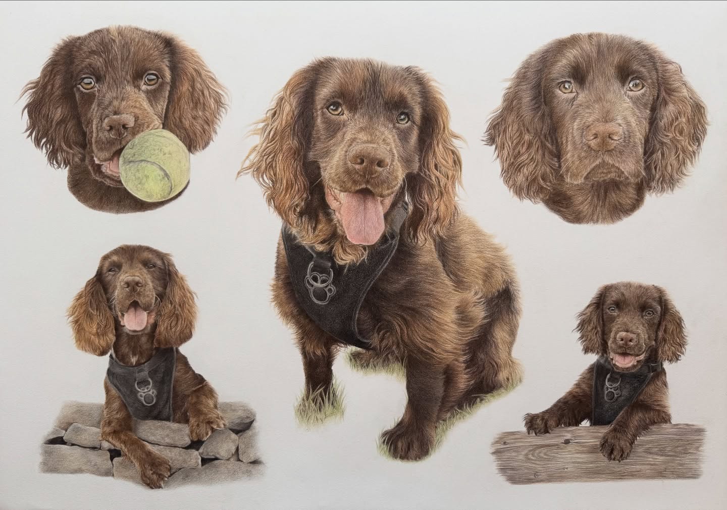 So much fun drawing this one 🥹 swipe to see Rocco with his artwork 🤎
: Coloured pencils on A2 paper, Rocco the cocker spaniel
: Commissions open for 2026, link in bio